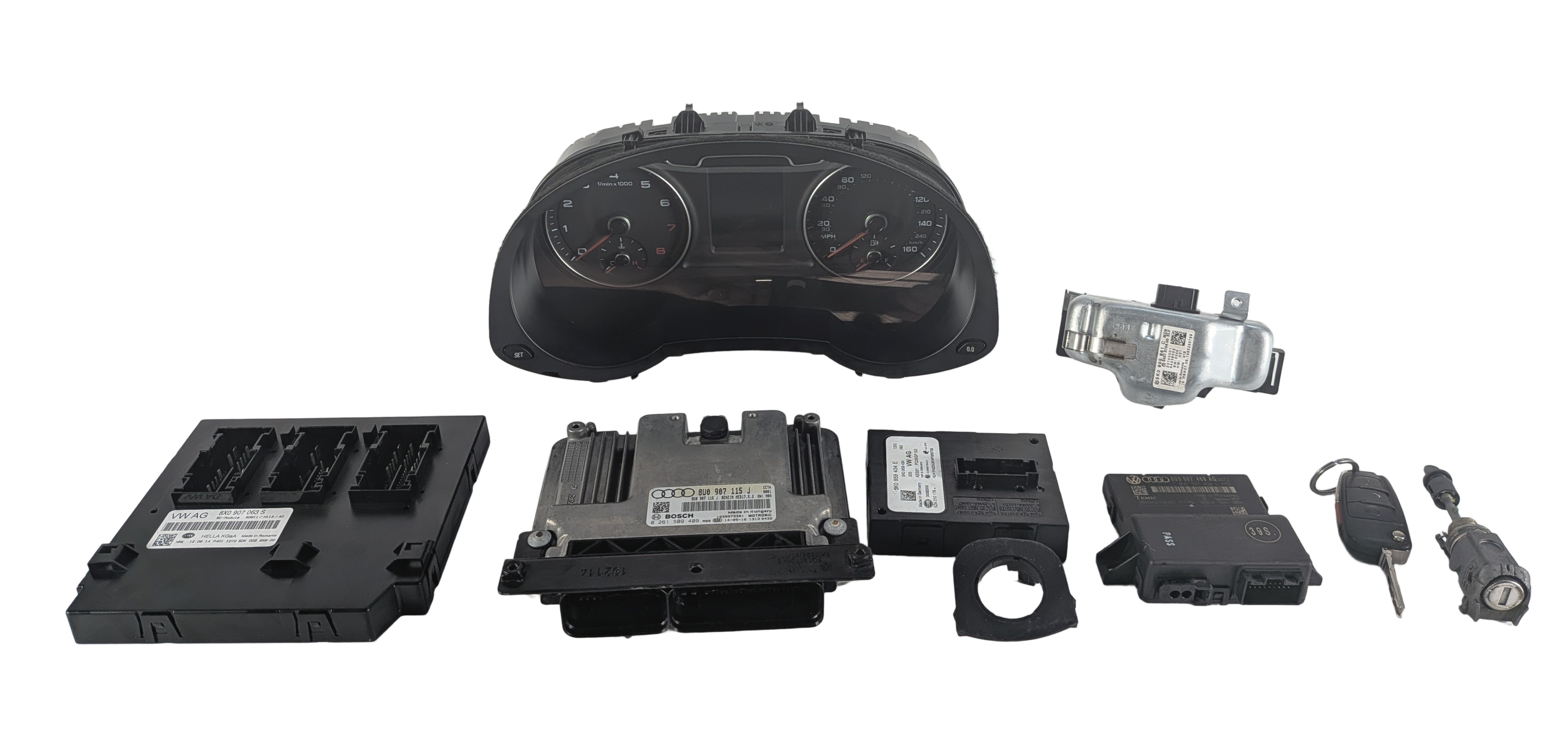 2015 AUDI Q3 (8U) 2.0L CCTA ENGINE ECM BCM IMMOBILIZER BODY MODULE KEY SET — exact item pictured