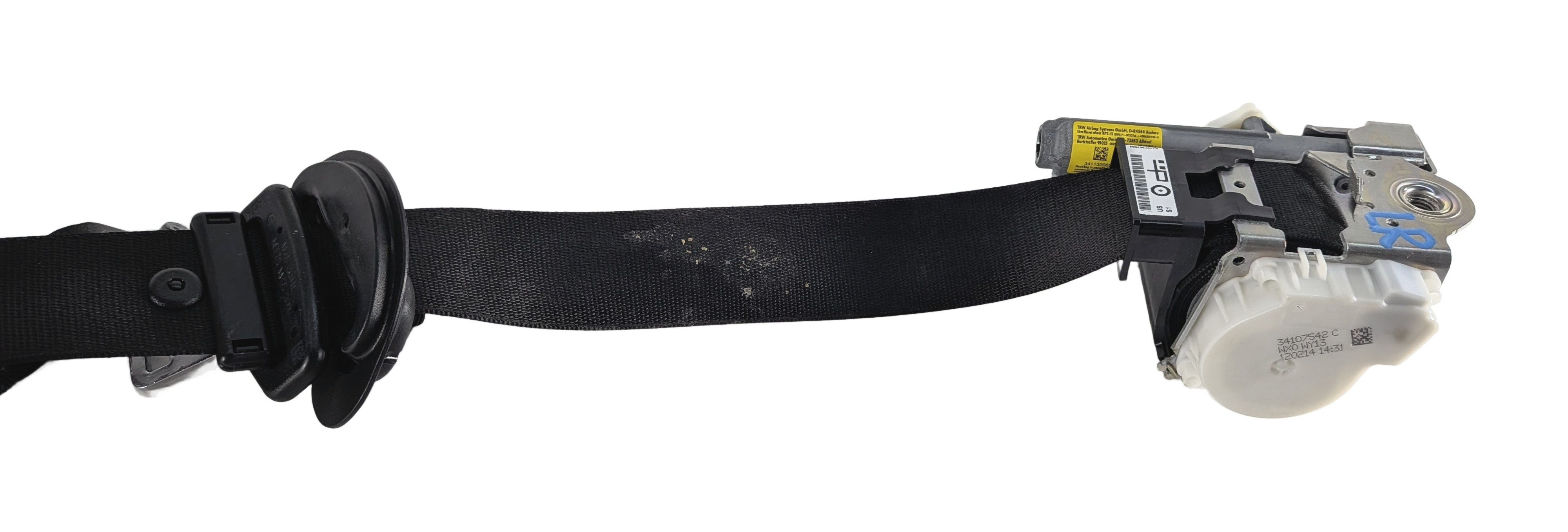 2014 BMW 328D (F30) REAR LEFT SEATBELT SAFETY RETRACTOR REEL (Black) — exact item pictured