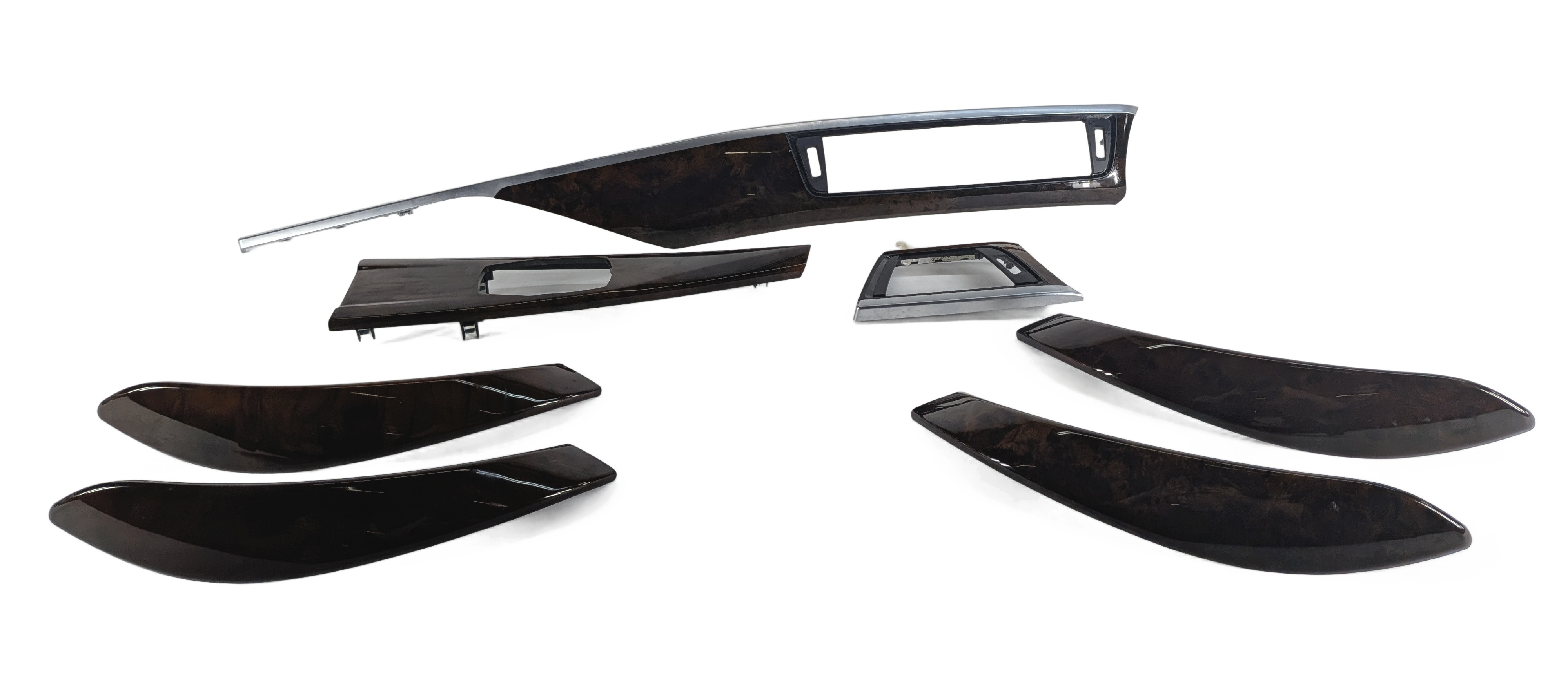 14 BMW 328D F30 INTERIOR DOOR DASH CENTER CONSOLE TRIM SET/7 (Walnut) — exact item pictured