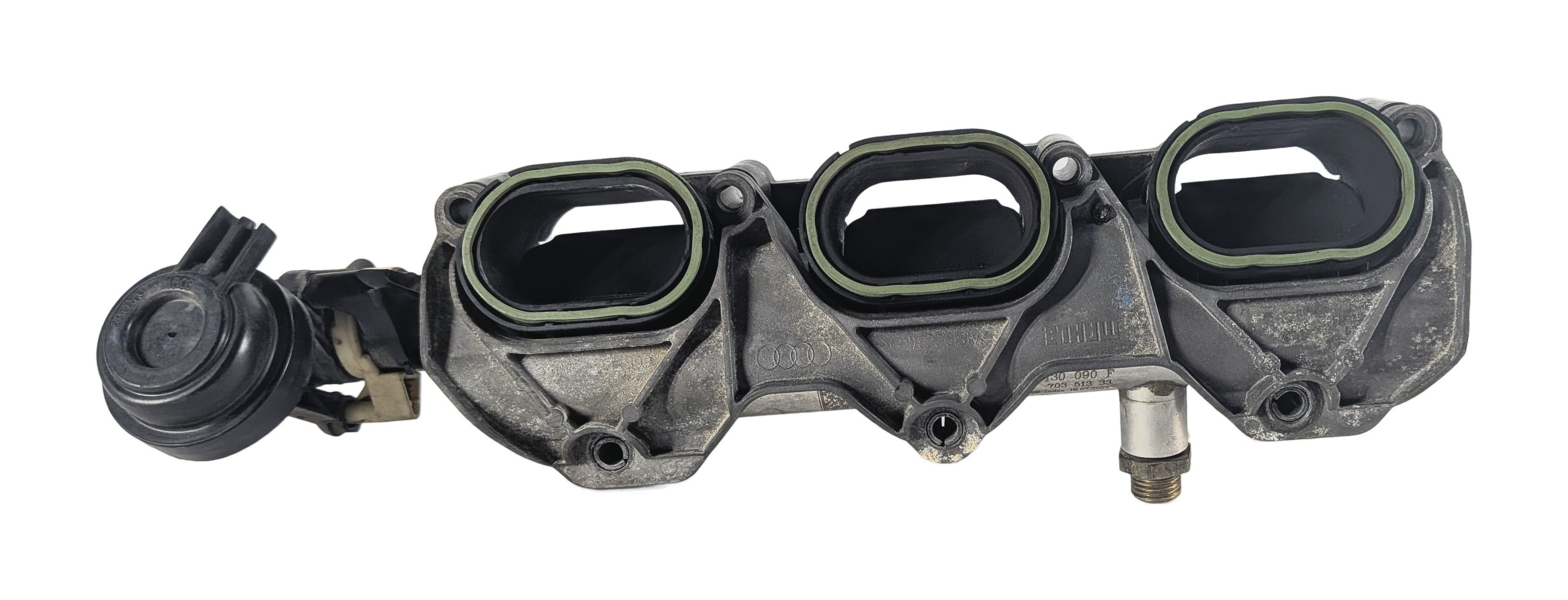 2010 AUDI S4 B8 8K 3.0L RIGHT LOWER INTAKE MANIFOLD w/FUEL RAIL 06E130090F — exact item pictured