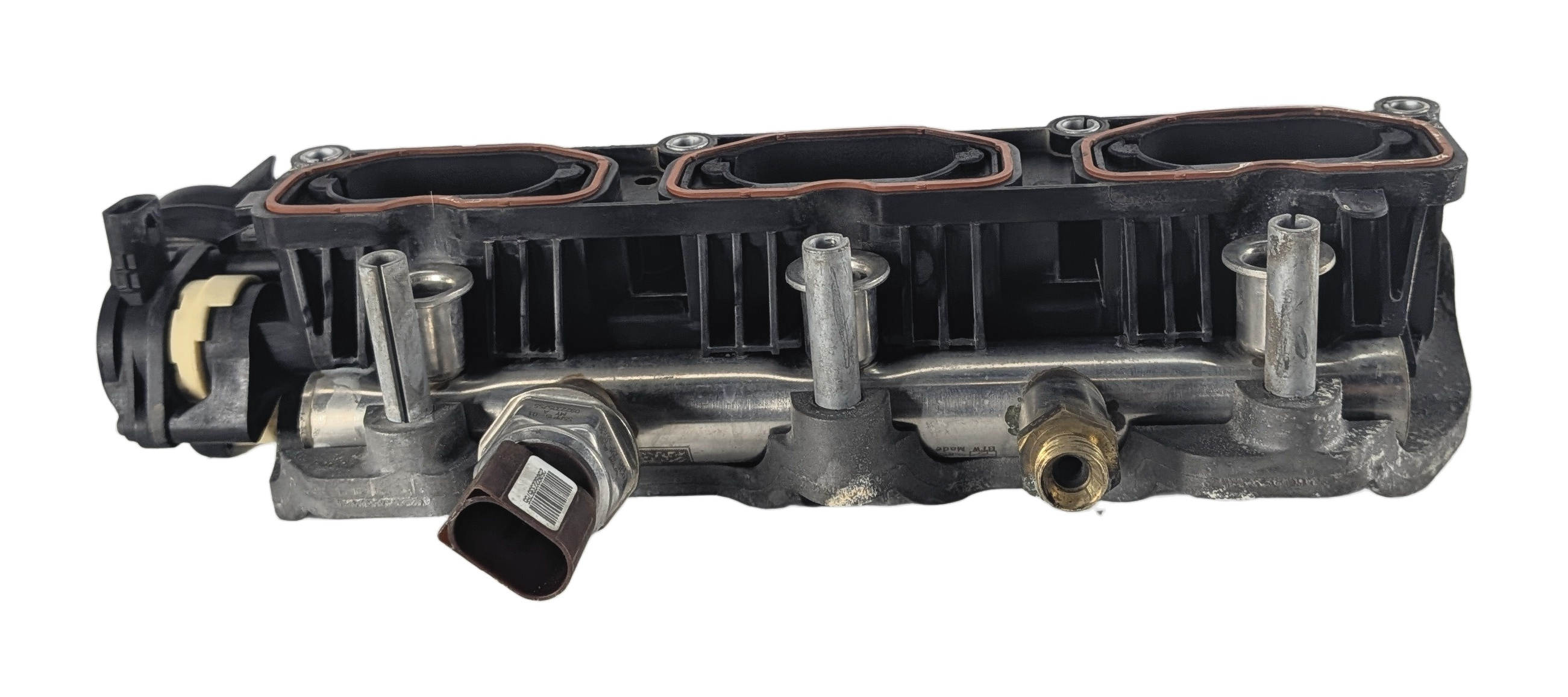 2010 AUDI S4 B8 8K 3.0L LEFT LOWER INTAKE MANIFOLD w/FUEL RAIL 06E133109AF — exact item pictured
