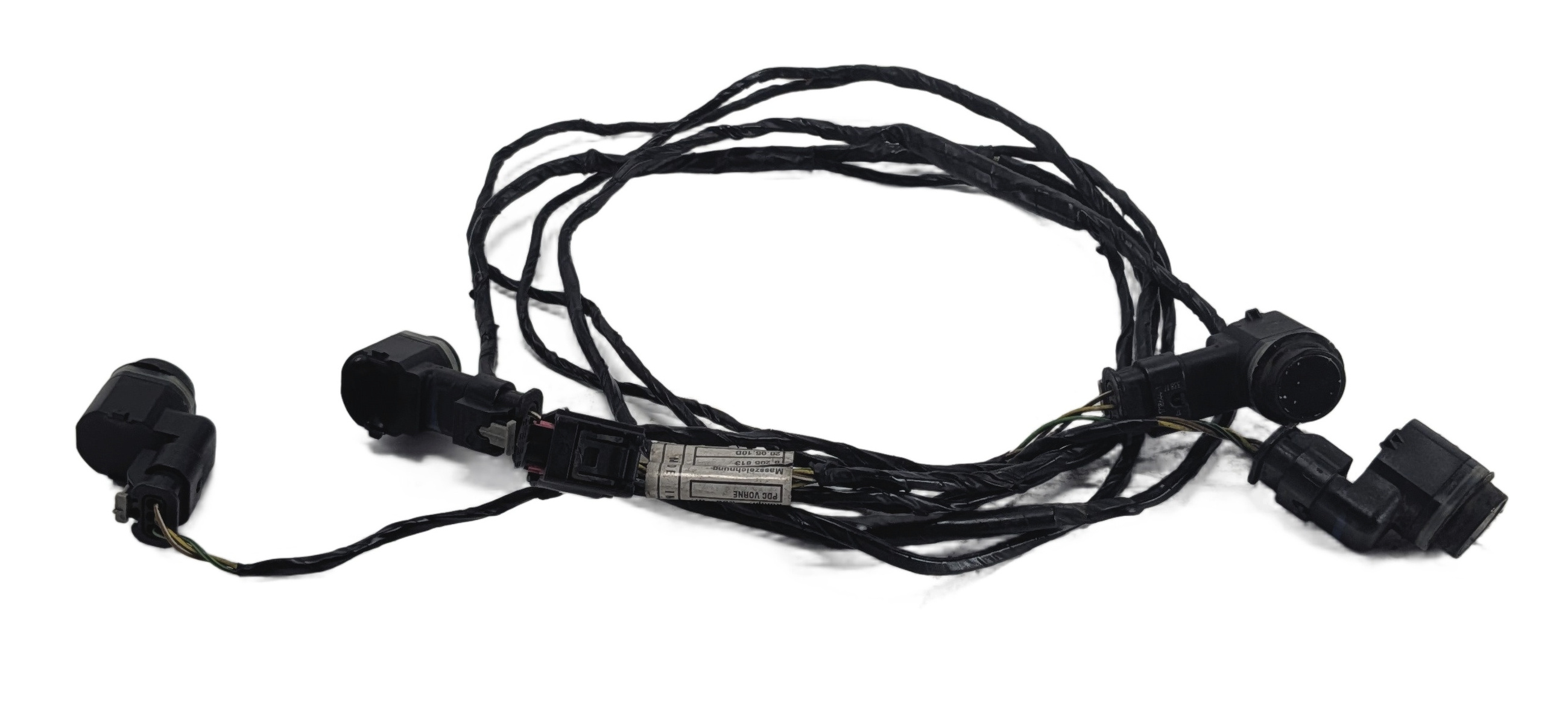 2011 BMW X5 E70 FRONT PARK ASSIST PDC SENSOR SET/4 w/HARNESS (Silver) — exact item pictured