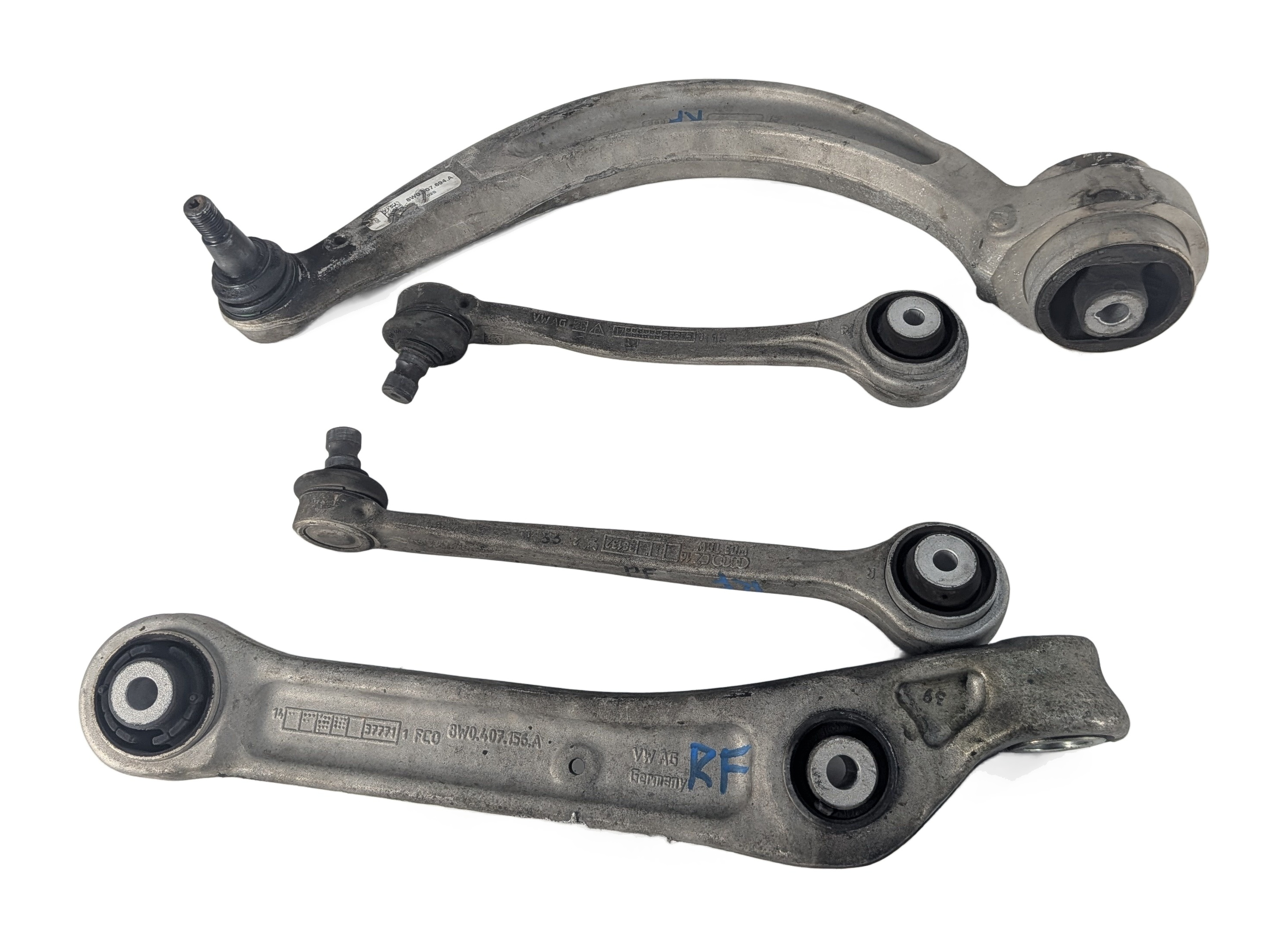 17-22 AUDI A4 B9 8W FRONT RIGHT PASSENGER UPPER LOWER CONTROL ARM SET/4 — exact item pictured