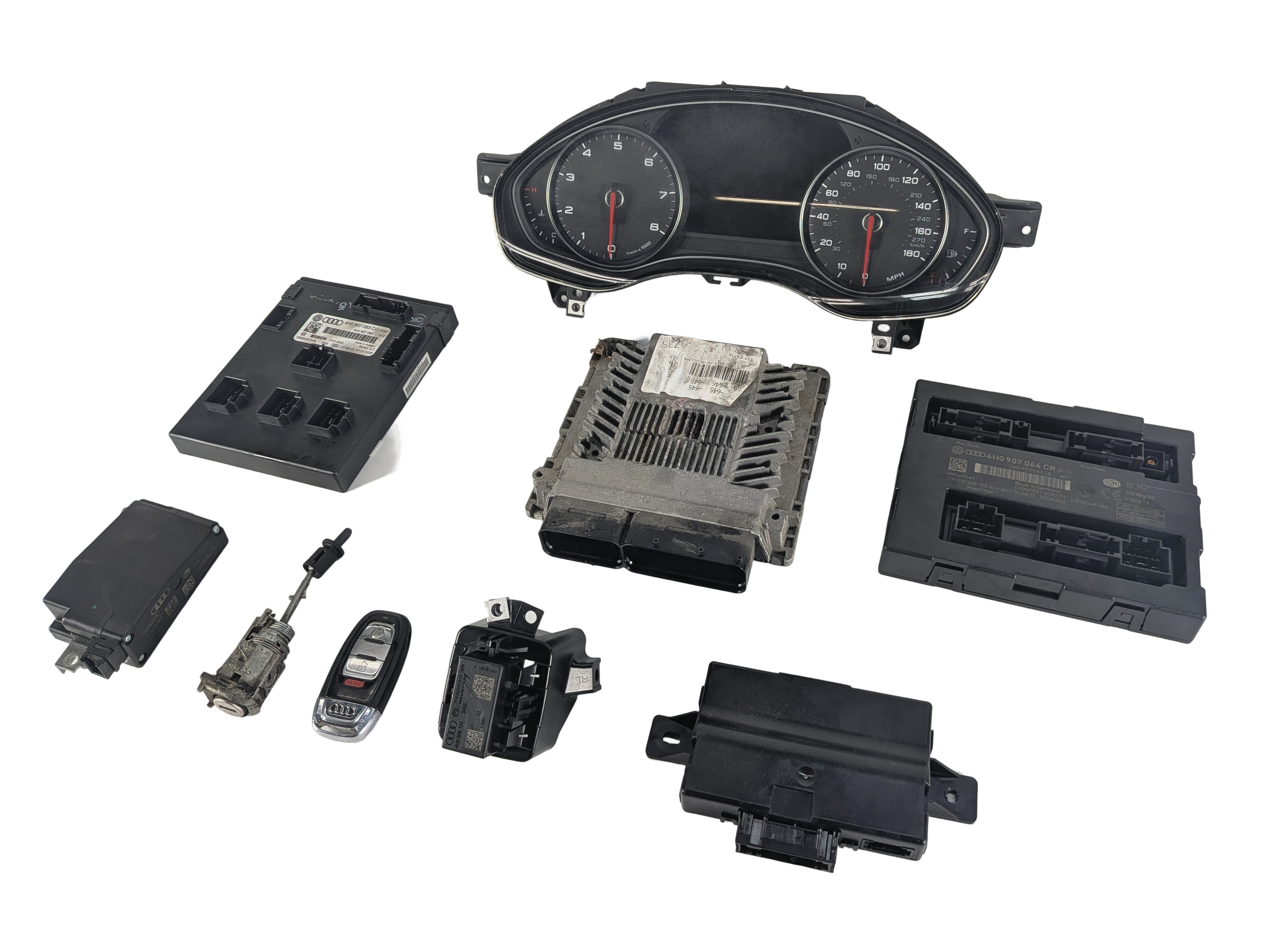 2014 AUDI A7 QUATTRO MPH CLUSTER ECU BCM GATEWAY IGNITION LOCK SET/7 — exact item pictured