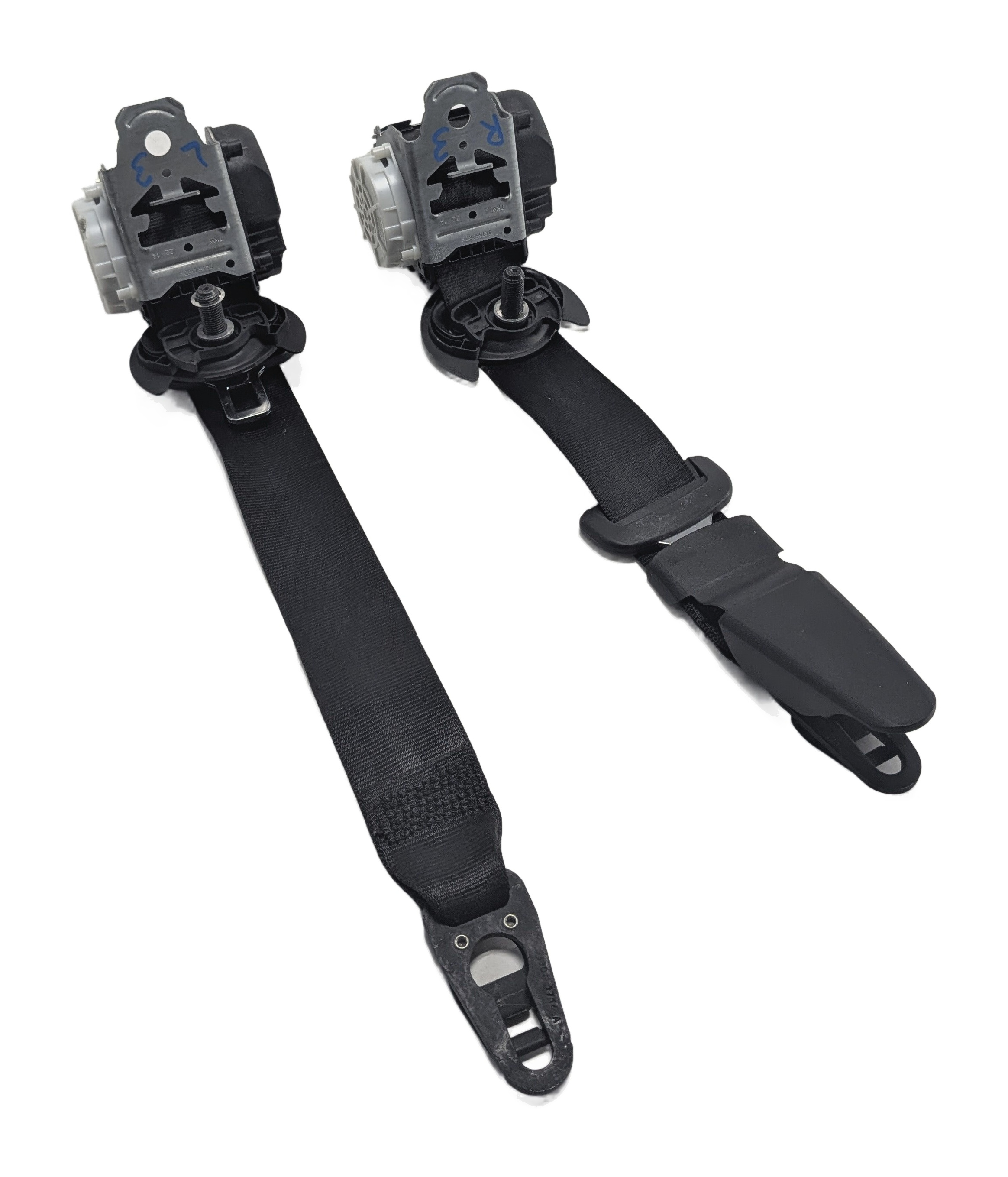 2017 AUDI Q7 (4M) REAR 3RD ROW LEFT/RIGHT SEAT SEATBELT RETRACTOR SET/2 (Black) — exact item pictured