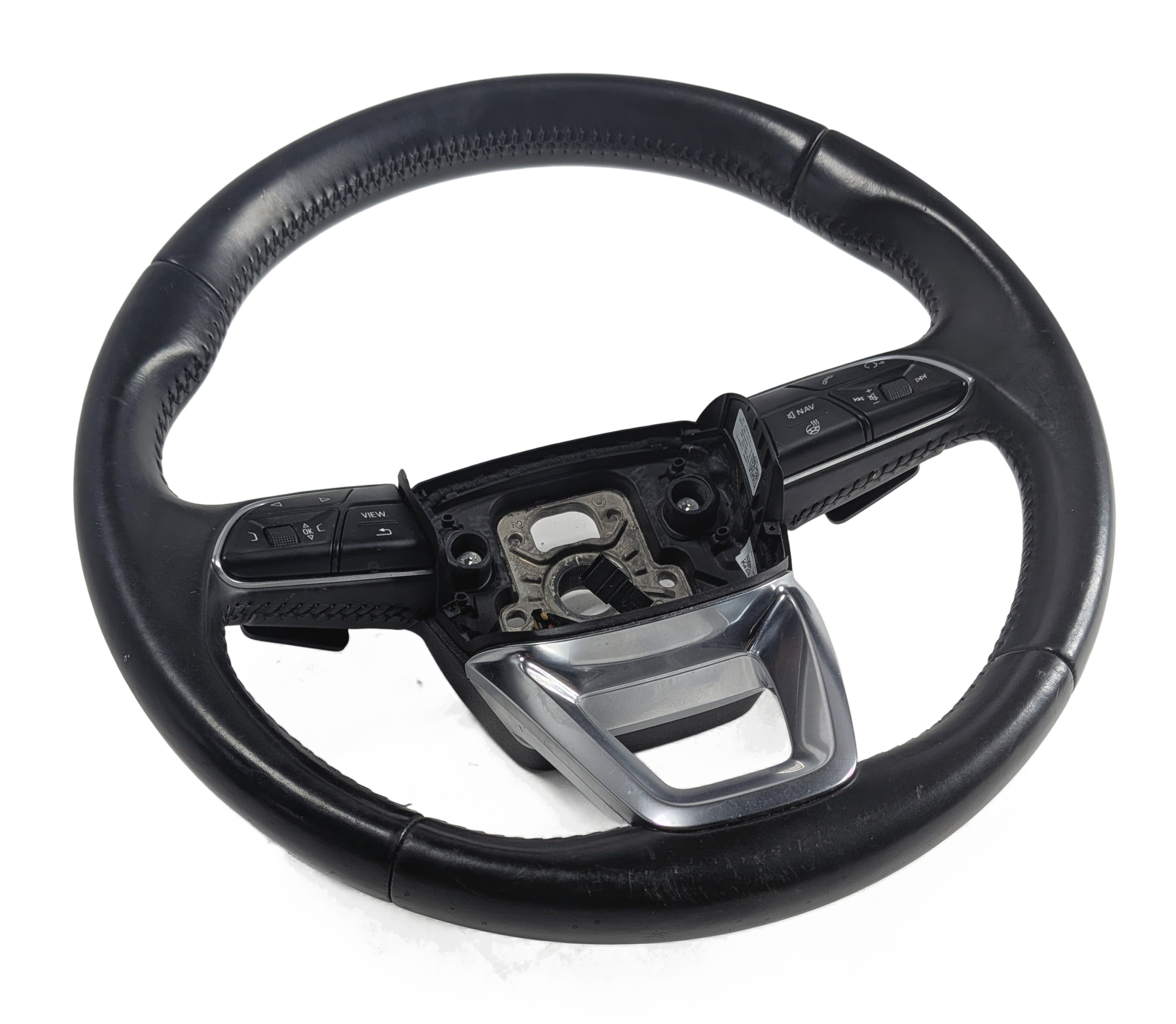17-19 AUDI Q7 (4M) 3-SPOKE PADDLE SHIFT STEERING WHEEL w/ SWITCHES (Black) — exact item pictured