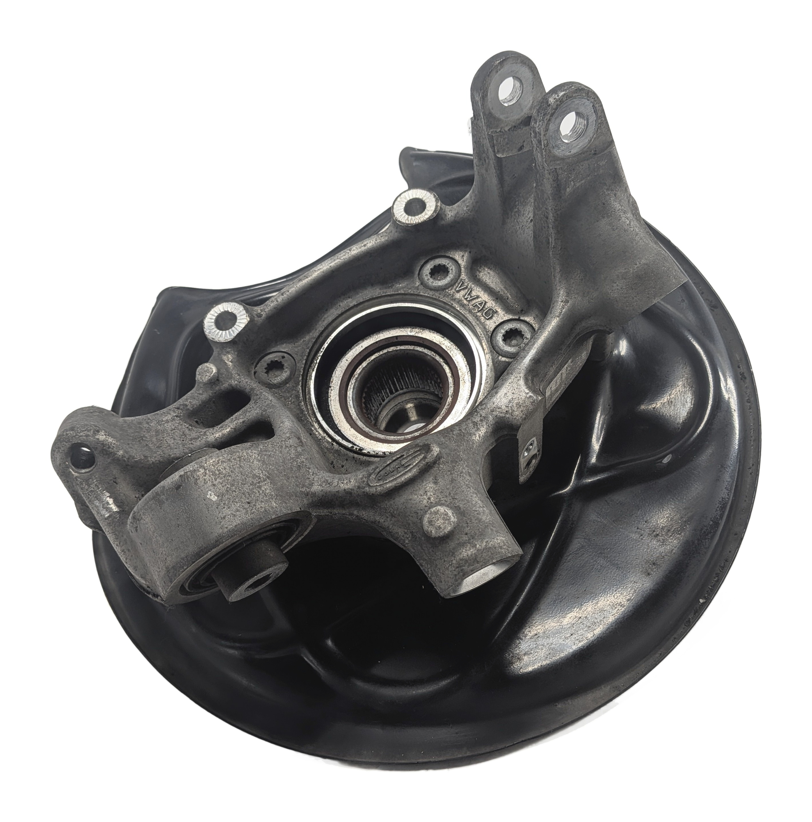 2017-2022 AUDI Q7 (4M) REAR RIGHT PASSENGER SPINDLE KNUCKLE WHEEL HUB w/ SHIELD — exact item pictured
