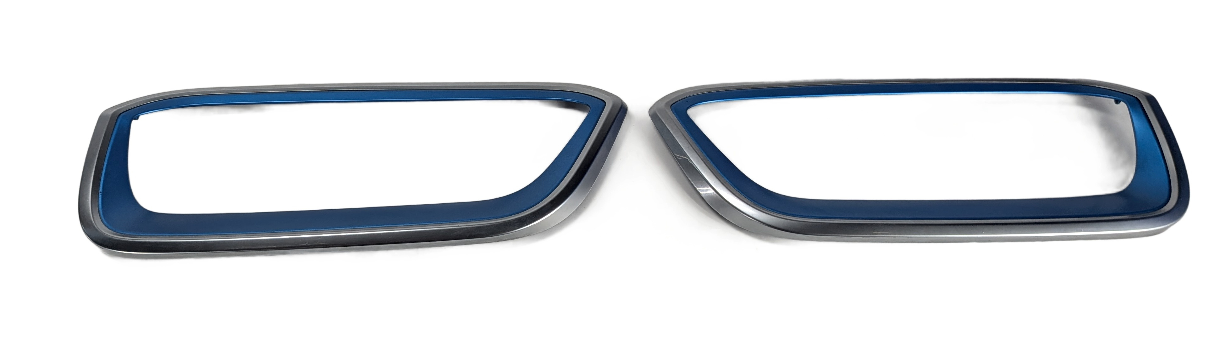 2014-2021 BMW I3 (I01) FRONT UPPER GRILLE BLUE SURROUND TRIM LEFT & RIGHT SET/2 — exact item pictured