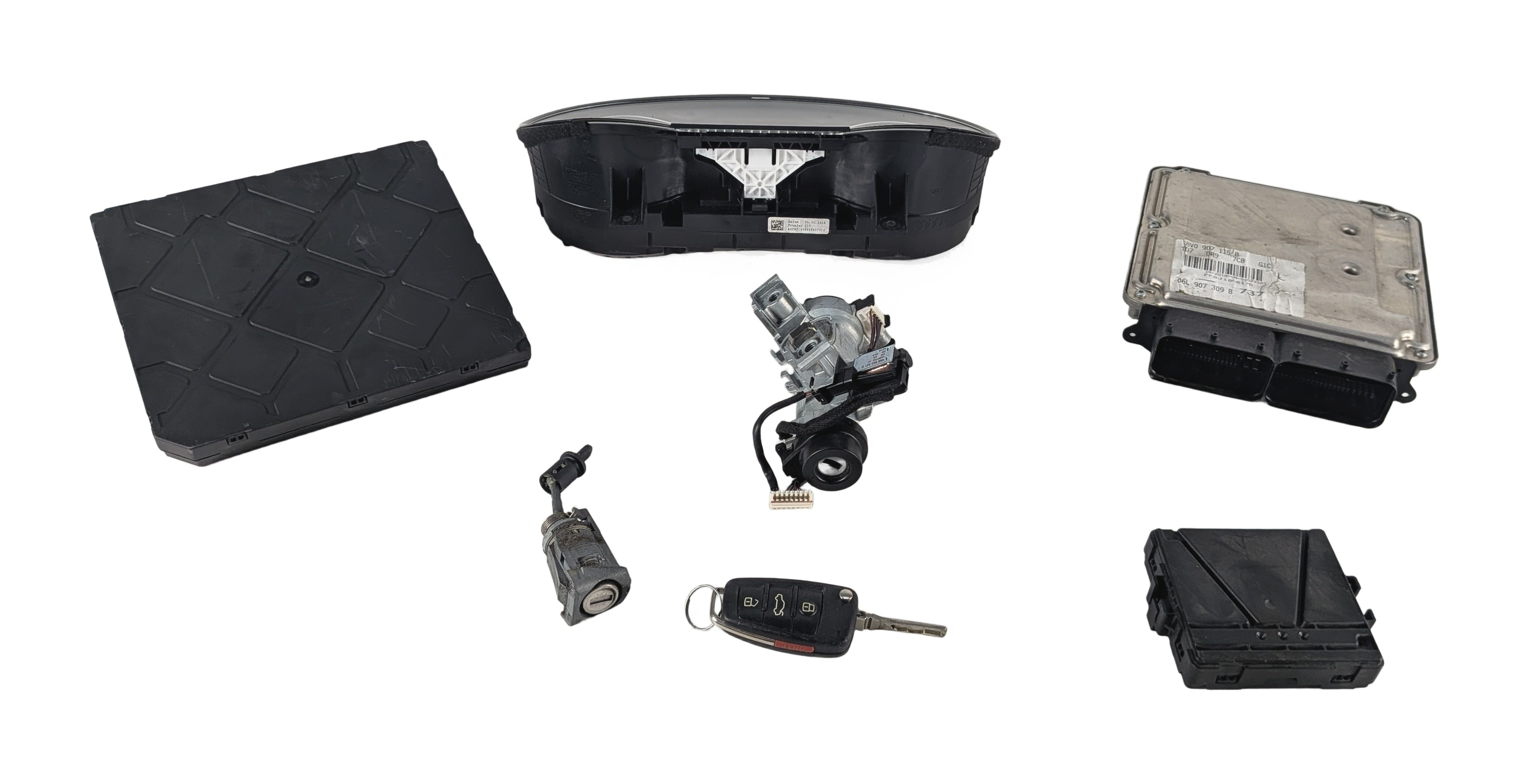 17-18 AUDI A3 8V SEDAN 2.0L CZRA ECM BCM CLUSTER MPH GATEWAY KEY IMMOBILIZER SET — exact item pictured