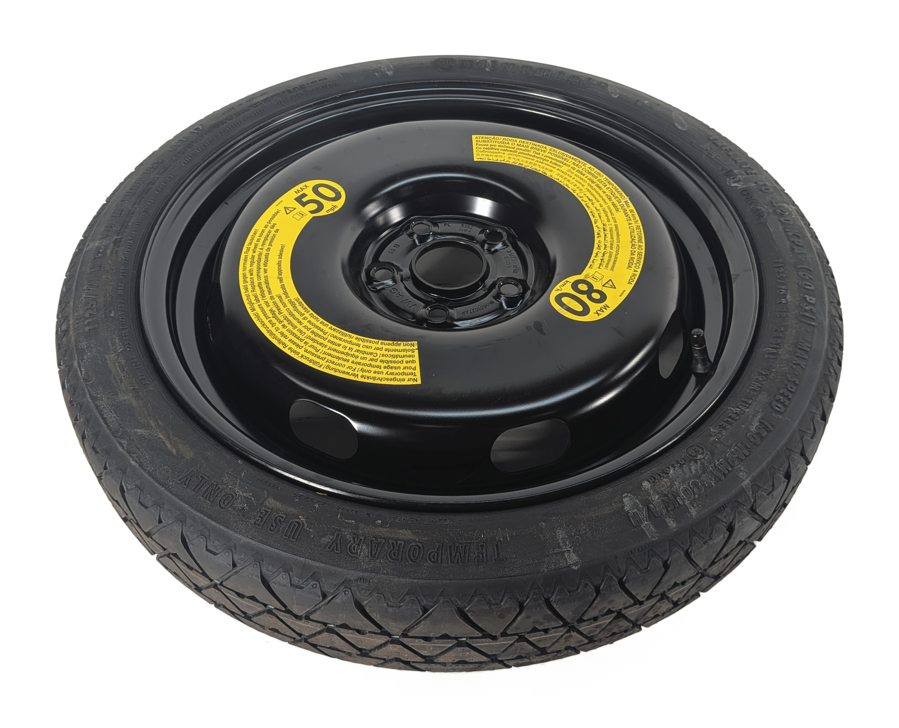 15-18 VW JETTA AUDI A3 S3 (8V) 18x3.5" EMERGENCY ROADSIDE SPARE TIRE WHEEL RIM — exact item pictured