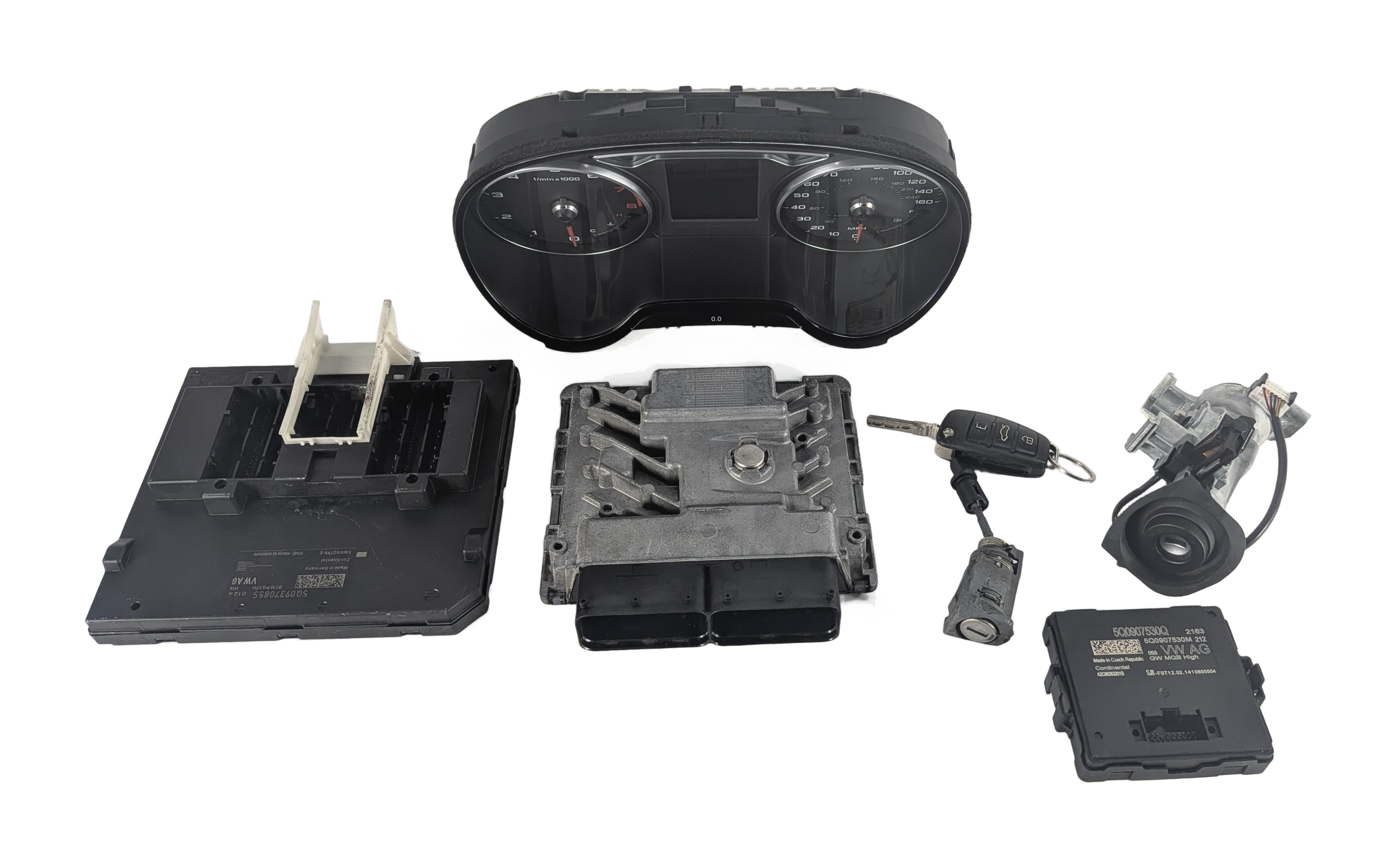 15 AUDI A3 8V 2.0L CNTC ECM BCM CLUSTER MPH GATEWAY ELV KEY IMMOBILIZER SET/7 — exact item pictured