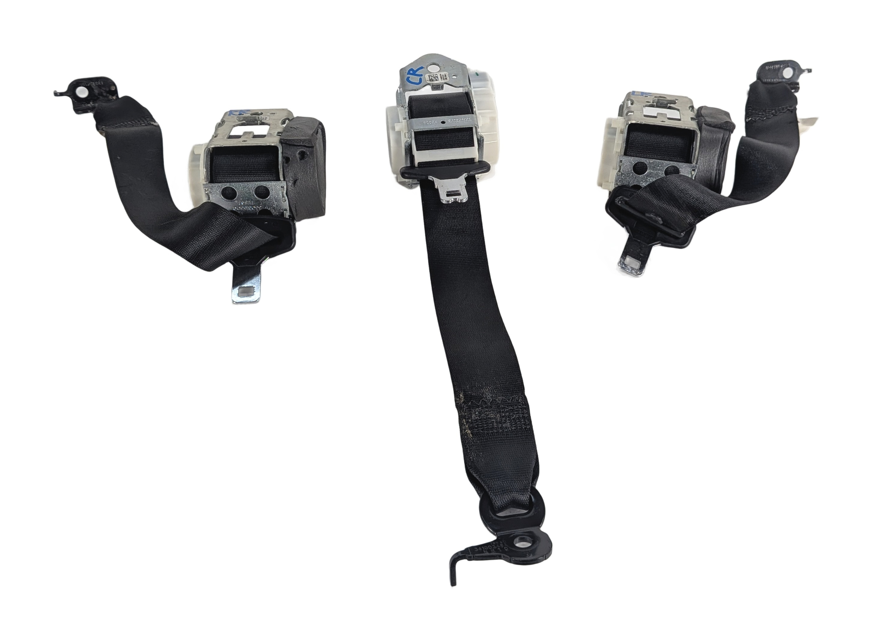 2013 BMW X3 F25 REAR LEFT/CENTER/RIGHT SEATBELT RETRACTOR SET/3 (Black) — exact item pictured