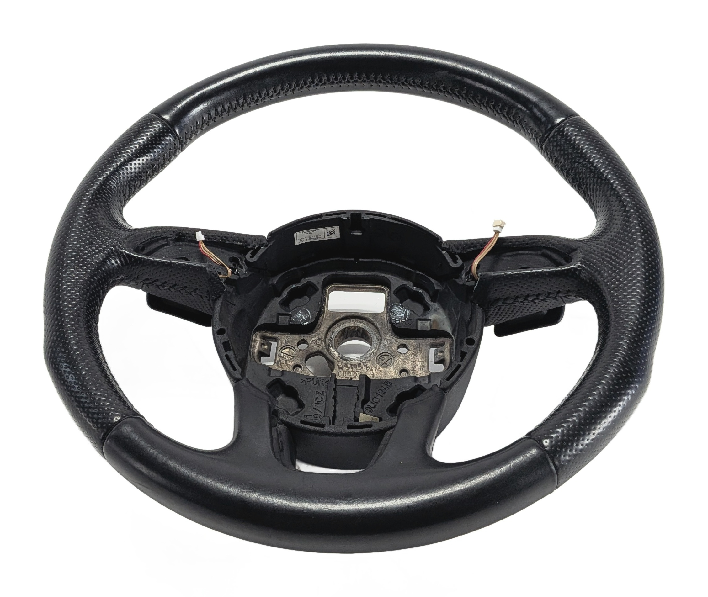 12-15 AUDI Q7 (4L) 3 SPOKE S-LINE STEERING WHEEL w/ SWITCHES & PADDLES (Black) — exact item pictured