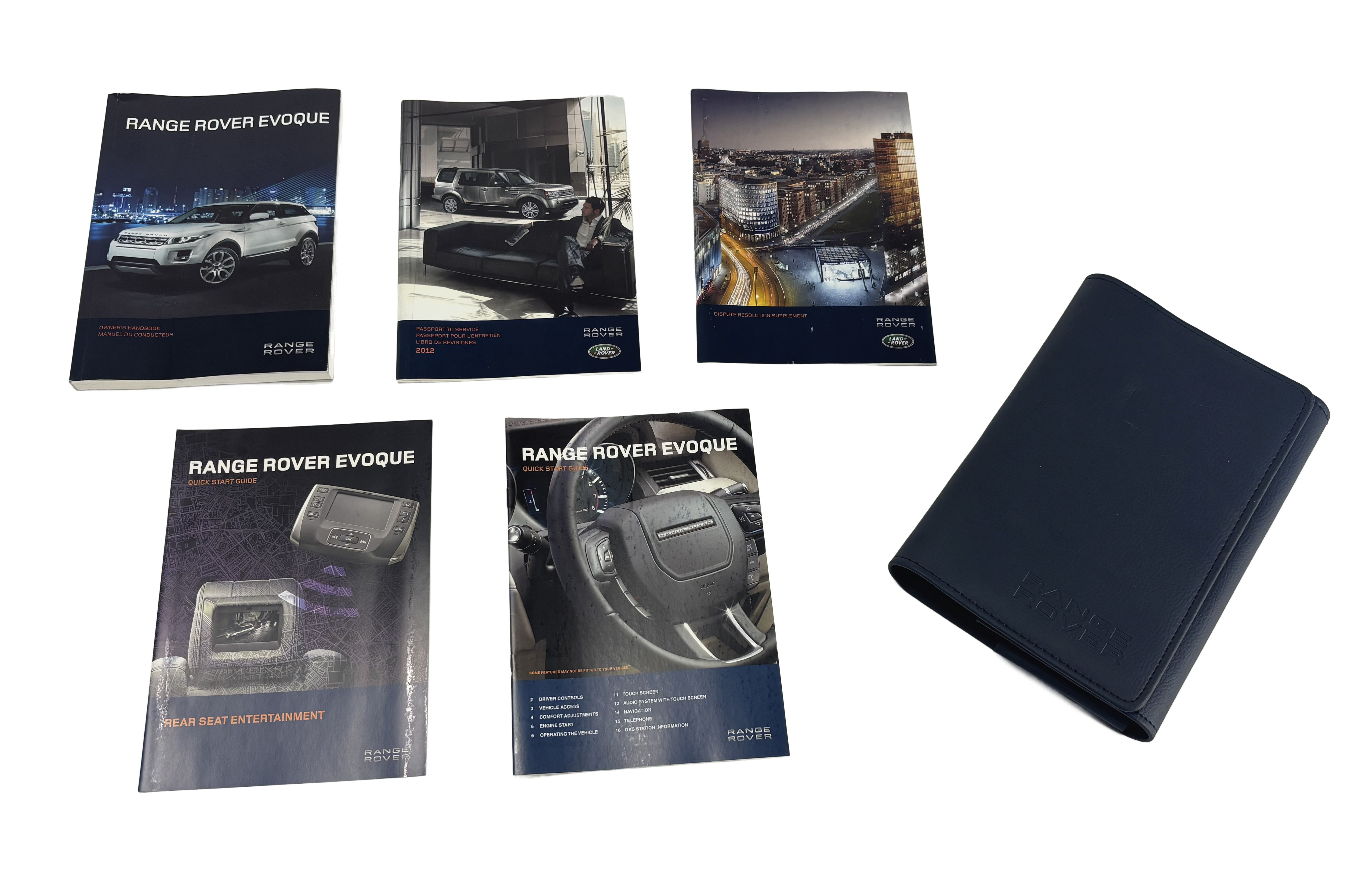 2012 RANGE ROVER EVOQUE L538 2.0L OWNER'S MANUAL BOOKLET w/CASE SET/5 — exact item pictured