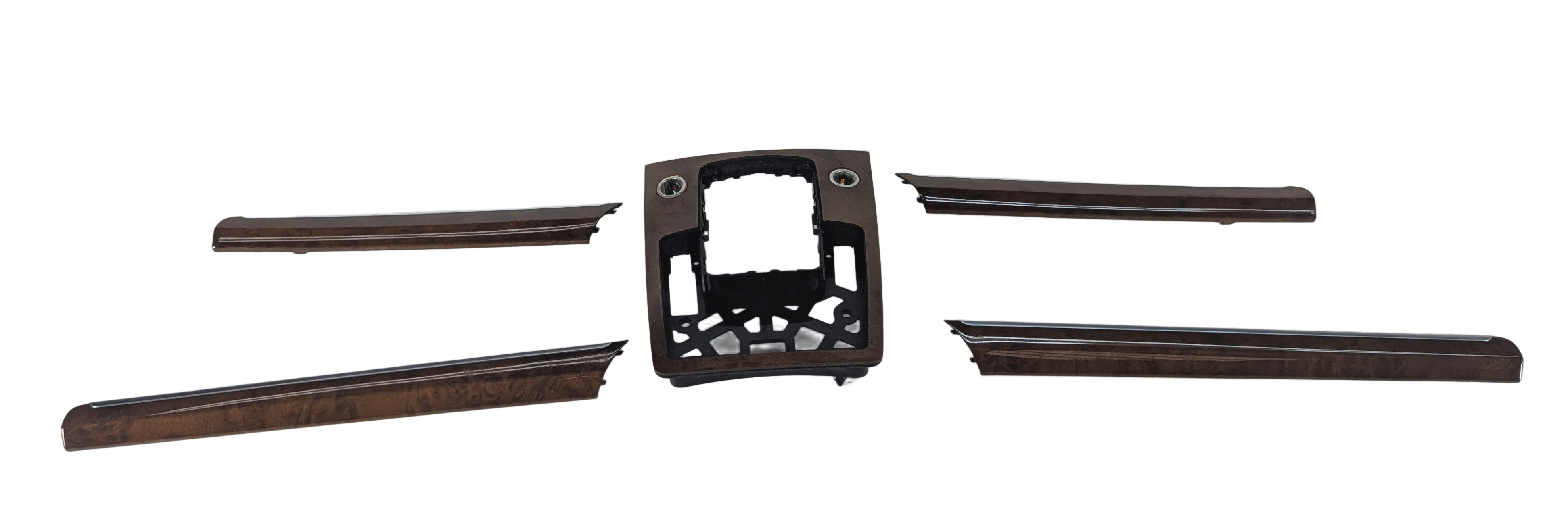 2007 AUDI Q7 (4L) INTERIOR CENTER CONSOLE 4 DOOR INLAY TRIM SET/5 (Walnut) — exact item pictured