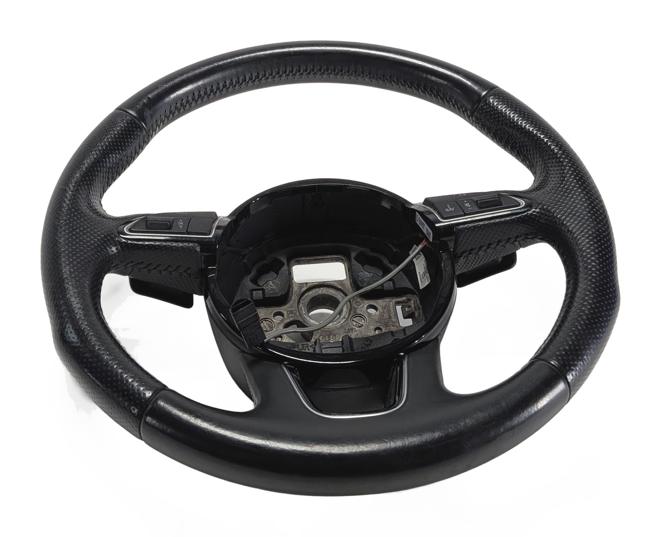 12-15 AUDI Q7 (4L) 3 SPOKE S-LINE STEERING WHEEL w/ SWITCHES & PADDLES (Black) — exact item pictured