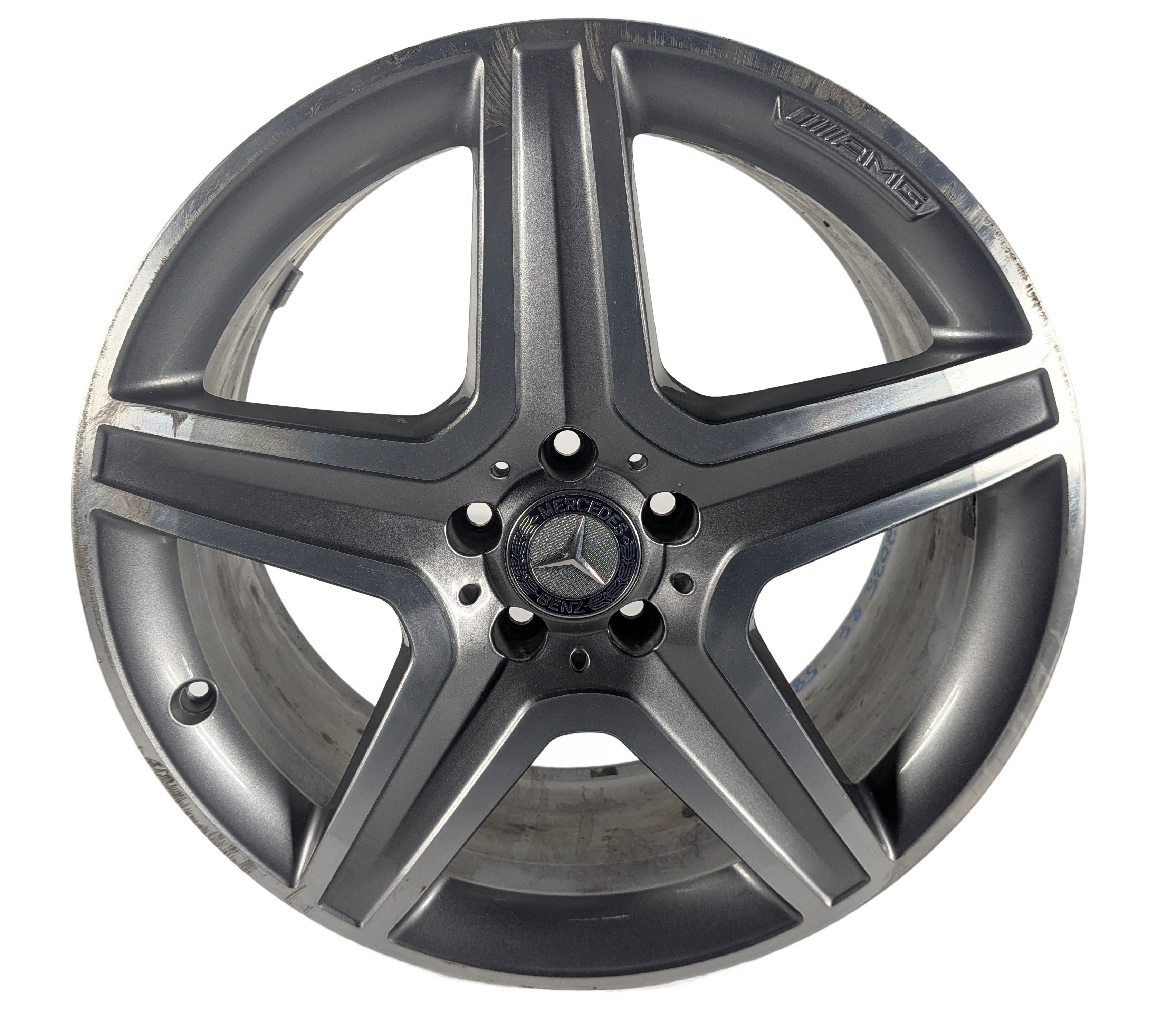 2015-2020 MERCEDES GLA250 (X156) 19X8 AMG 5 SPOKE WHEEL MACHINED SILVER ET43.5 — exact item pictured
