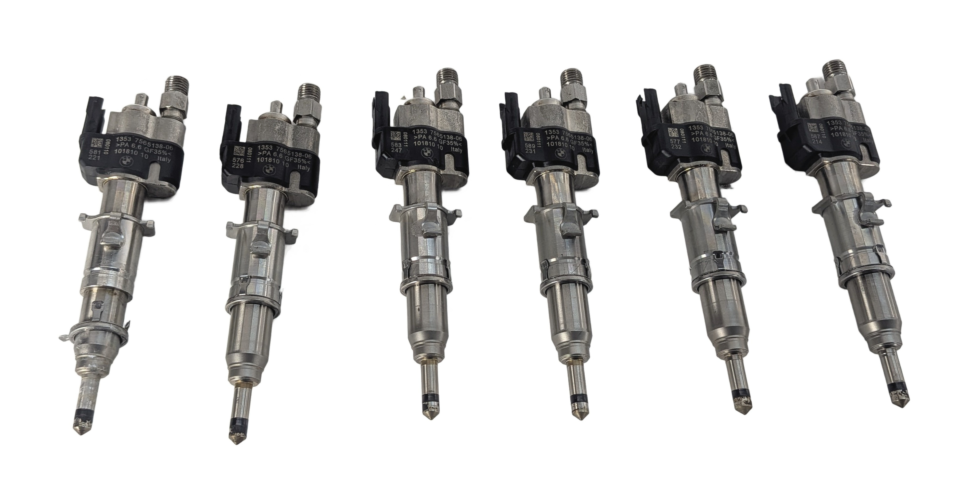 08-16 BMW 3 5 7 X5 X6 Z4 3.0L 4.4L N54 N63 FUEL INJECTOR SET/6 (ALL INDEX 06) — exact item pictured