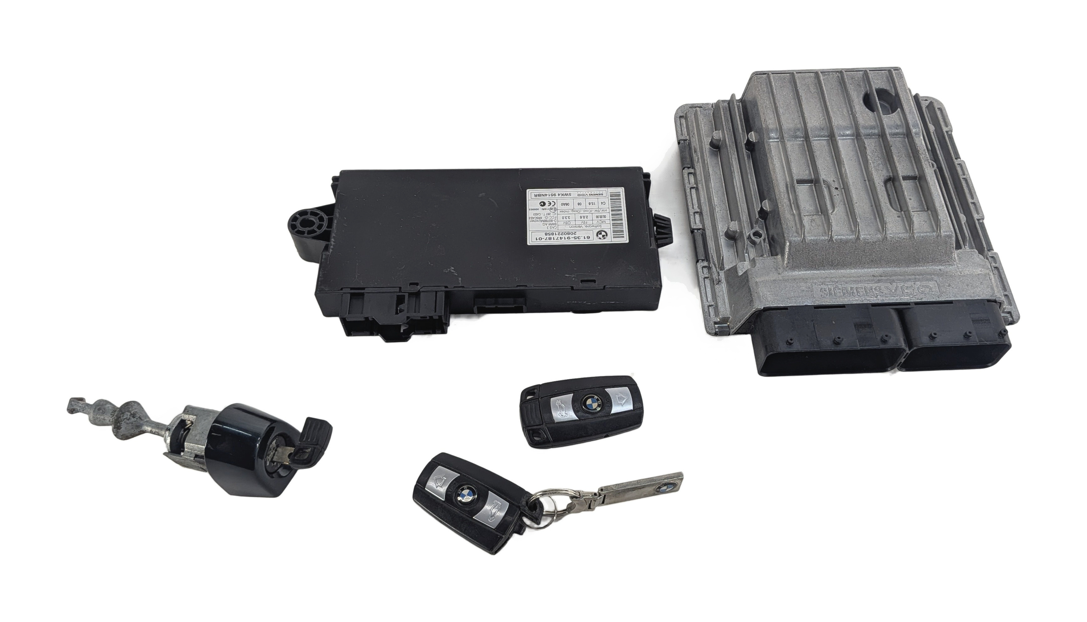 07-08 BMW 135I 335I 535I 3.0L (N54) DME ECU COMPUTER CAS KEY IGNITION LOCK SET — exact item pictured