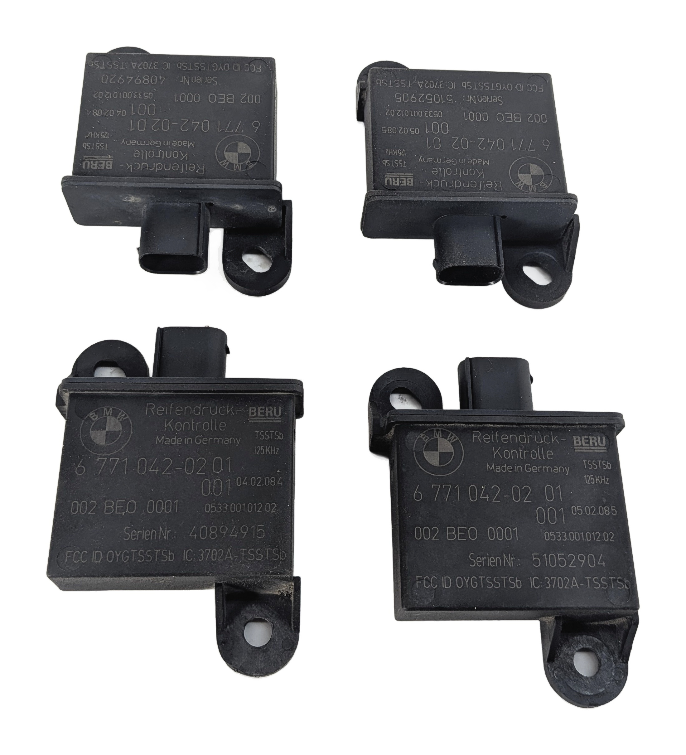 08 BMW 335I (E90) TIRE PRESSURE MONITOR TPMS RDC WHEEL ANTENNA SENSOR SET/4 — exact item pictured
