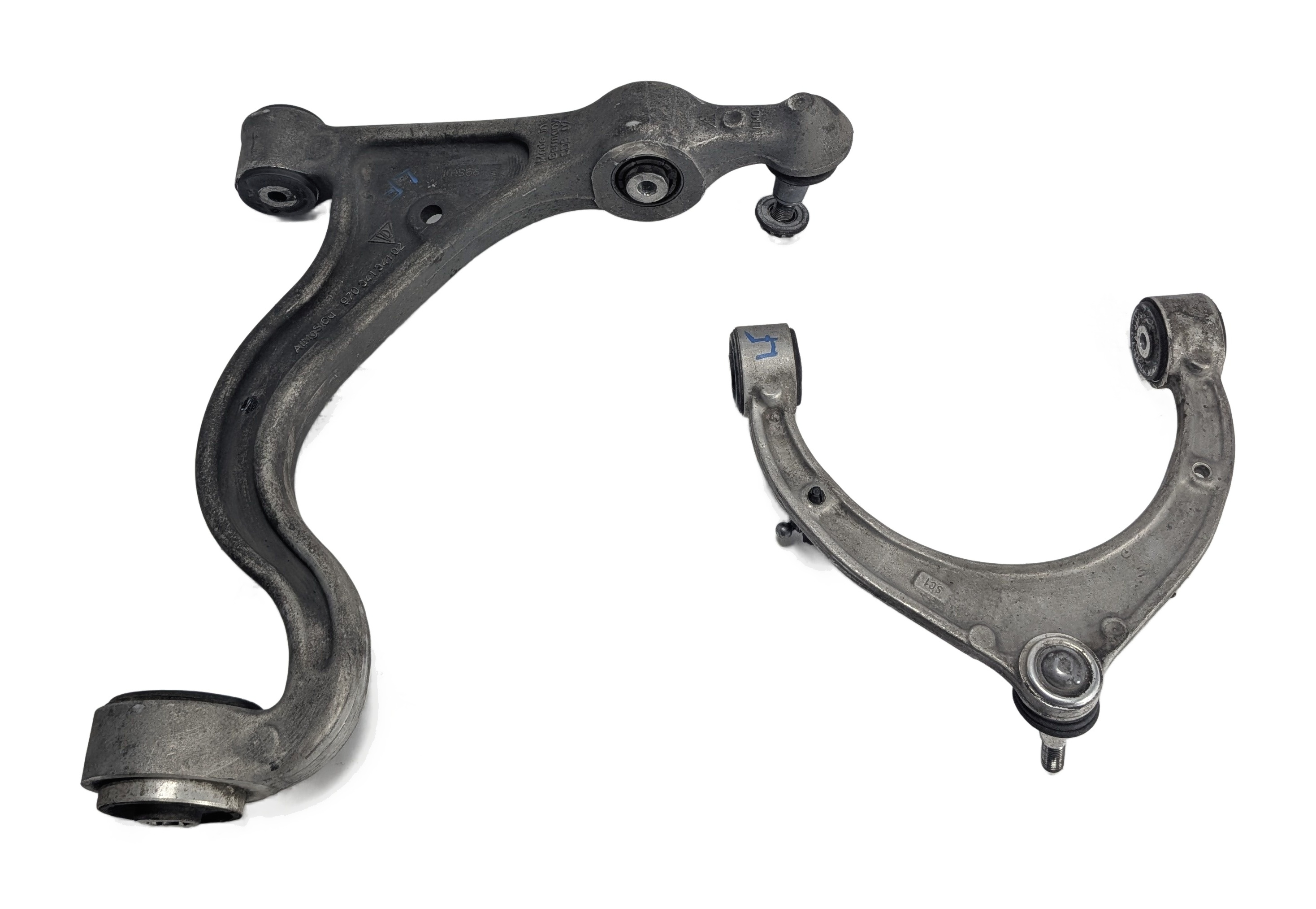 2010-2013 PORSCHE PANAMERA (970 G1) FRONT LEFT UPPER & LOWER CONTROL ARM SET-2 — exact item pictured