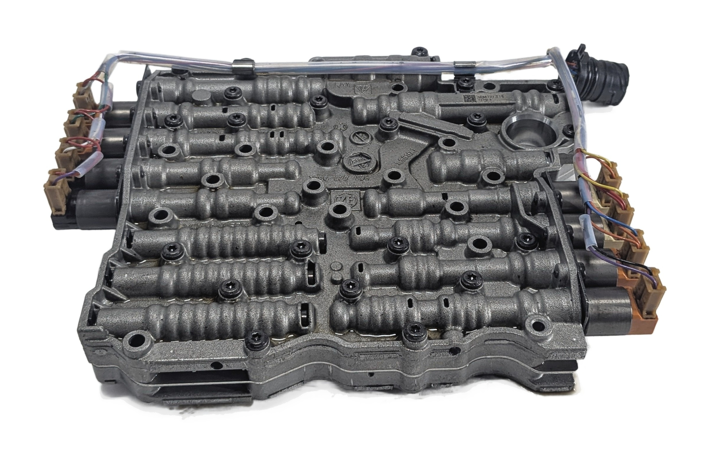 10-13 PANAMERA (970) RWD 4.8L PDK DCT AUTO TRANSMISISON VALVE BODY w/ HARNESS — exact item pictured