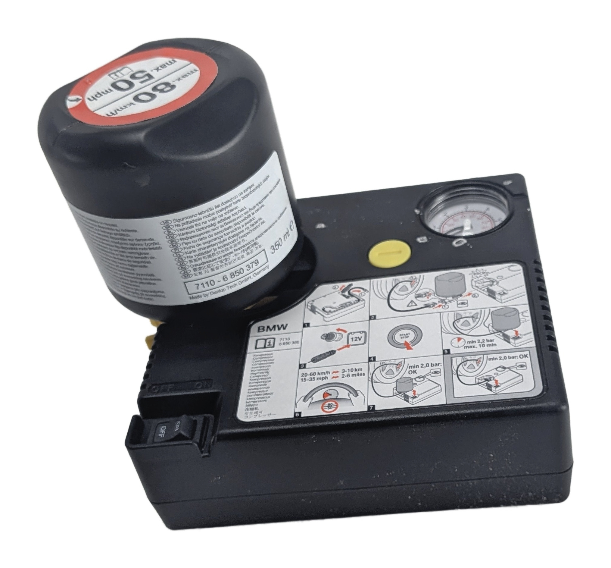 2014 BMW 328D (F30) TIRE MOBILITY AIR COMPRESSOR INFLATOR KIT w/SEALANT — exact item pictured