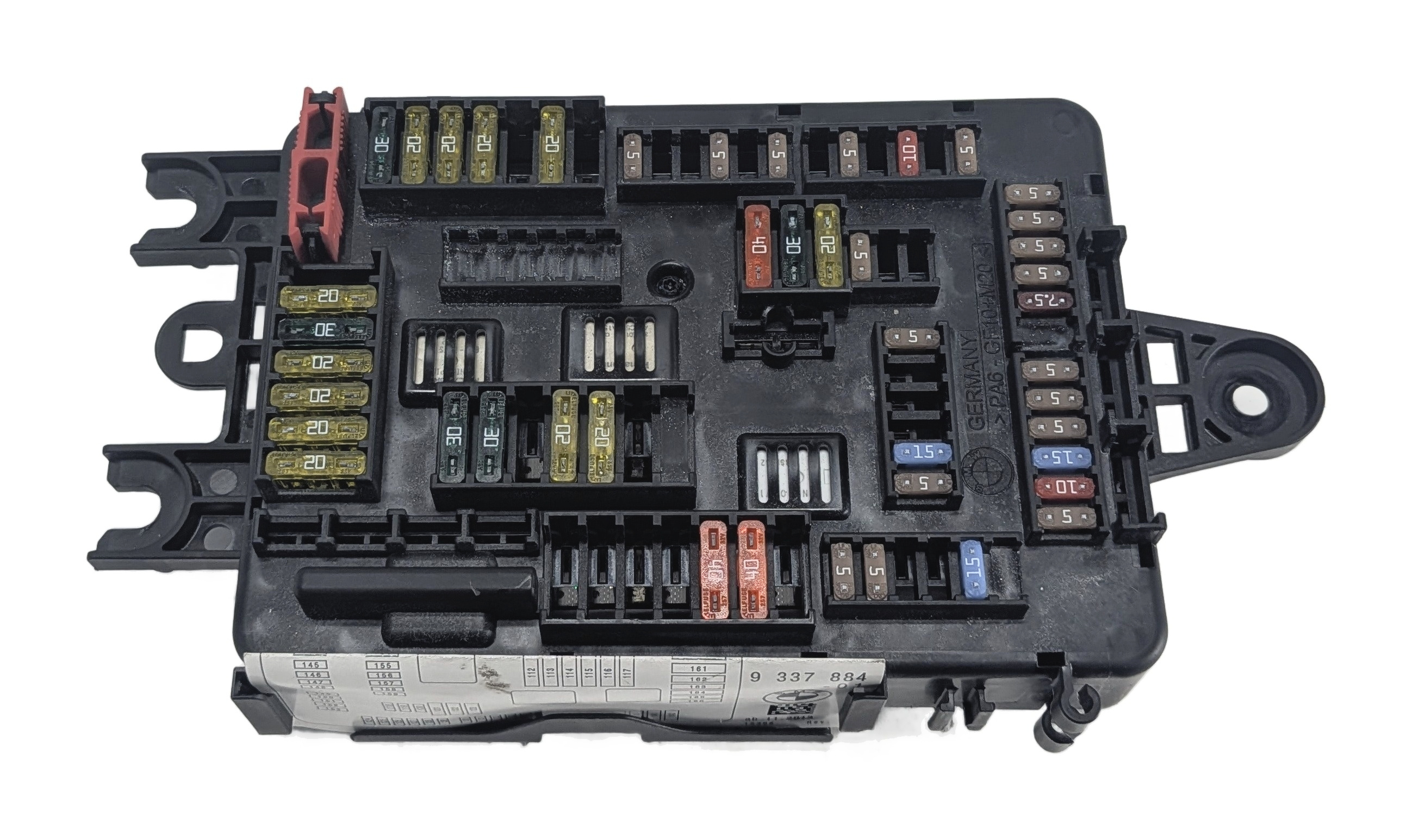 2014 BMW 328D (F30) 2.0L REAR POWER DISTRIBUTION FUSE BOX RELAY CARRIER — exact item pictured