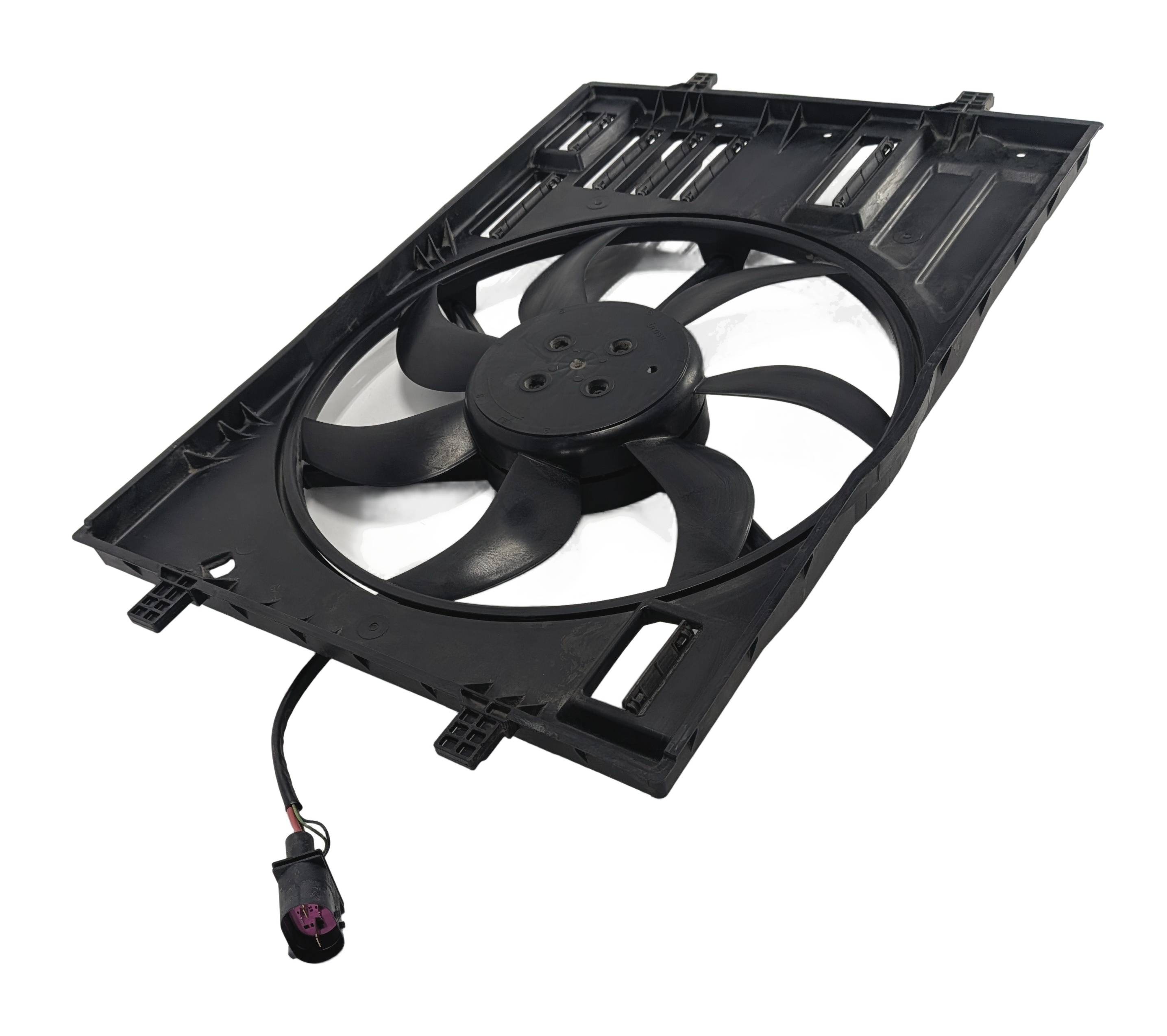 15-16 AUDI A3 (8V) 1.8L TURBO ENGINE RADIATOR COOLING FAN & SHROUD ASSEMBLY — exact item pictured