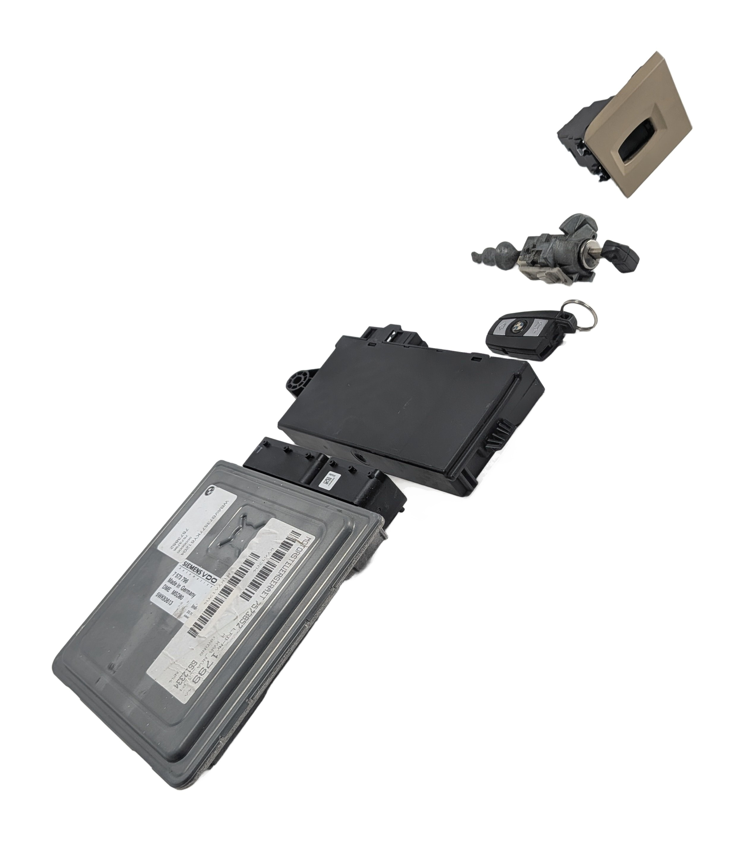 07-08 BMW 135I 335I 535I 3.0L (N54) DME ECU COMPUTER CAS KEY IGNITION LOCK SET — exact item pictured