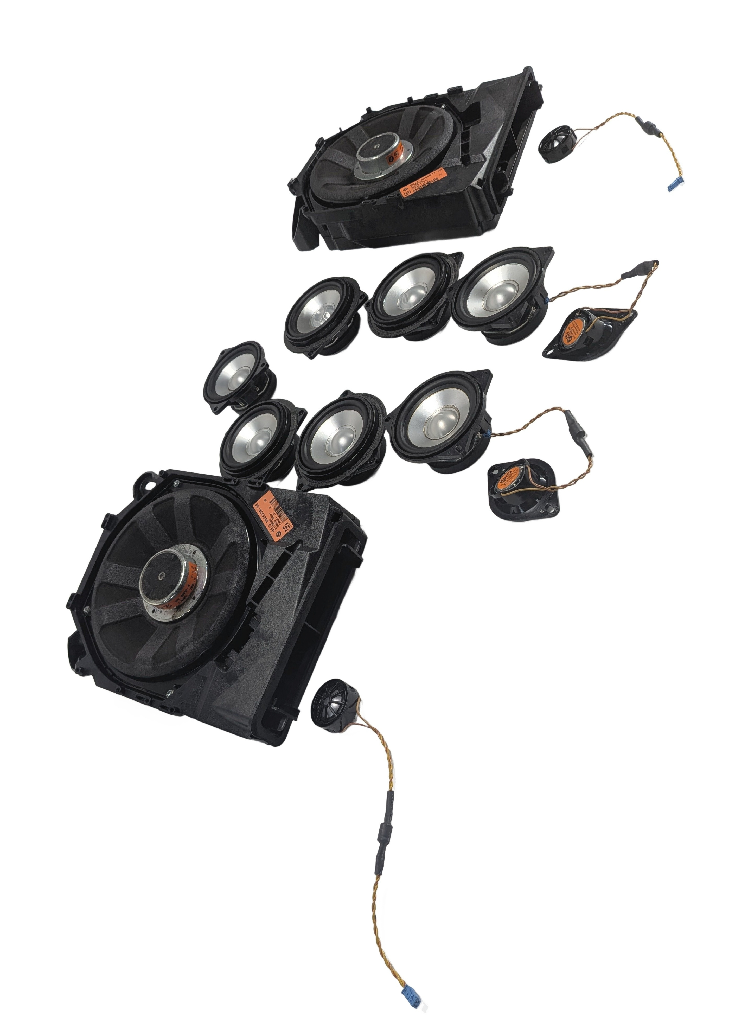 2007 BMW 335I (E90) LOGIC7 PREMIUM AUDIO SPEAKER SUBWOOFER MIDRANGE TWEETER SET — exact item pictured