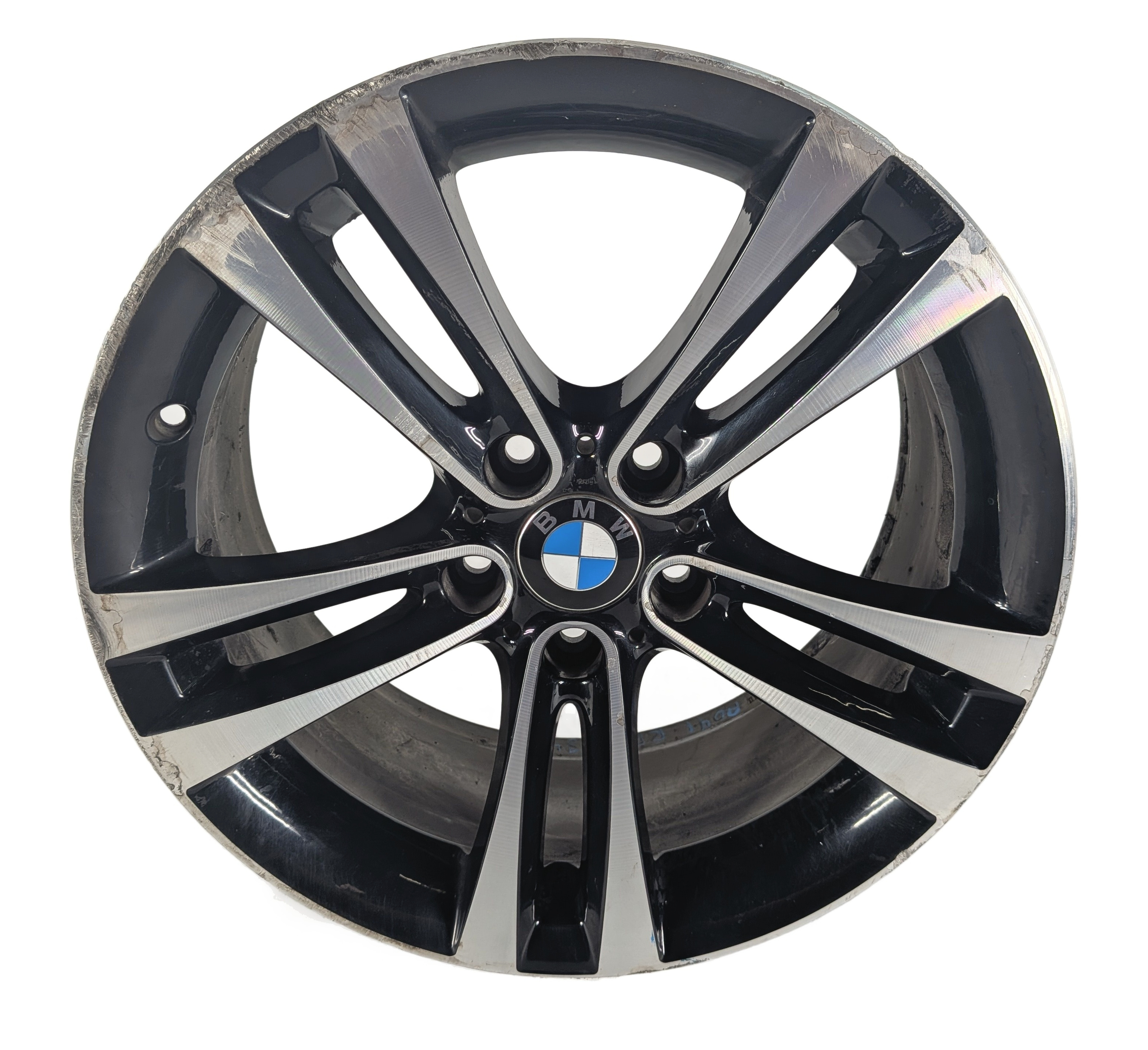 12-19 BMW 3 4 SERIES (F30 F31 F32) 18x8 5-DOUBLE FLARED SPOKE ALUMINUM WHEEL RIM — exact item pictured