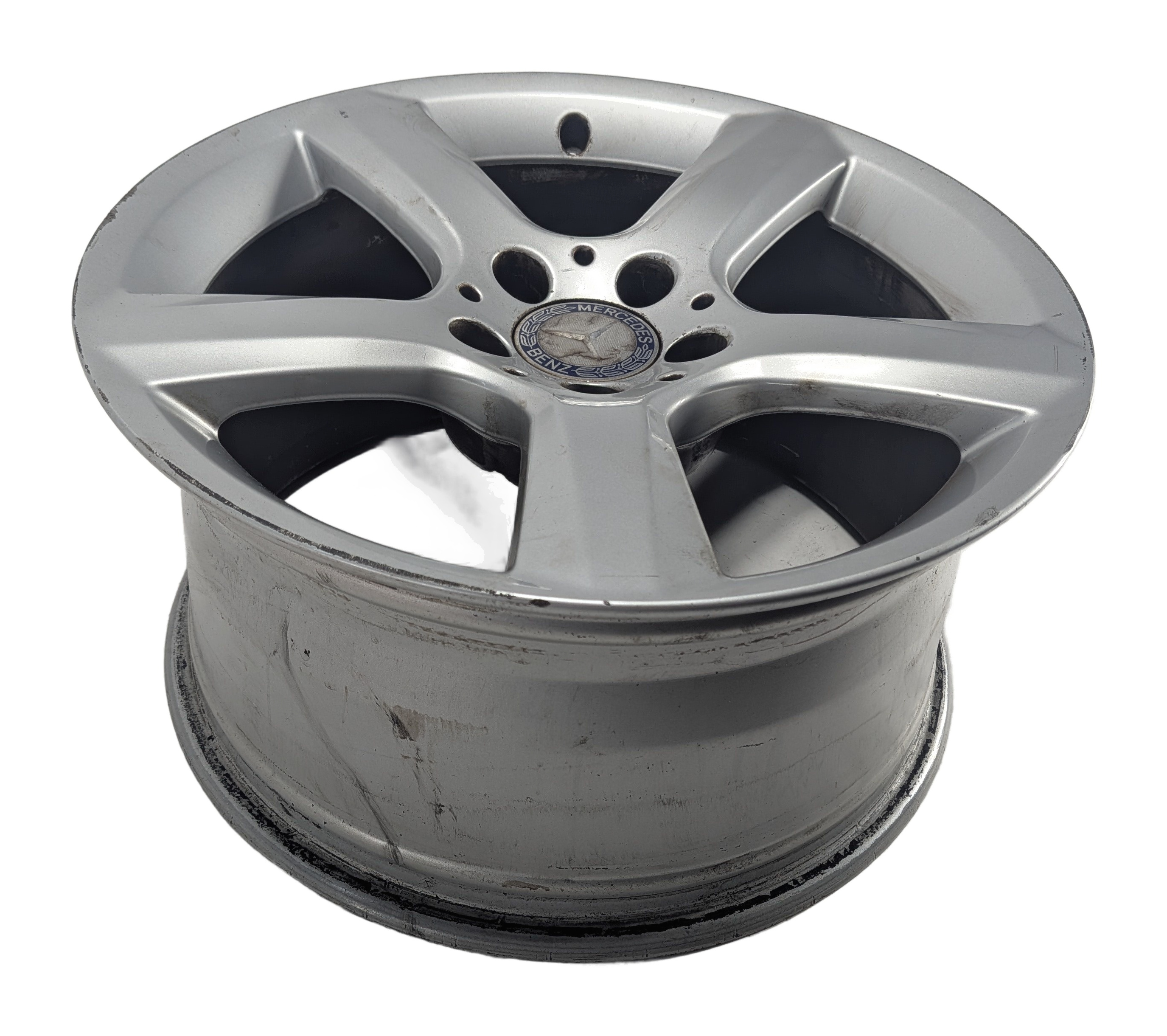 2012-2015 MERCEDES SLK250 (R172) 17X8.5 5 SPOKE SILVER ALLOY WHEEL RIM ET36 — exact item pictured