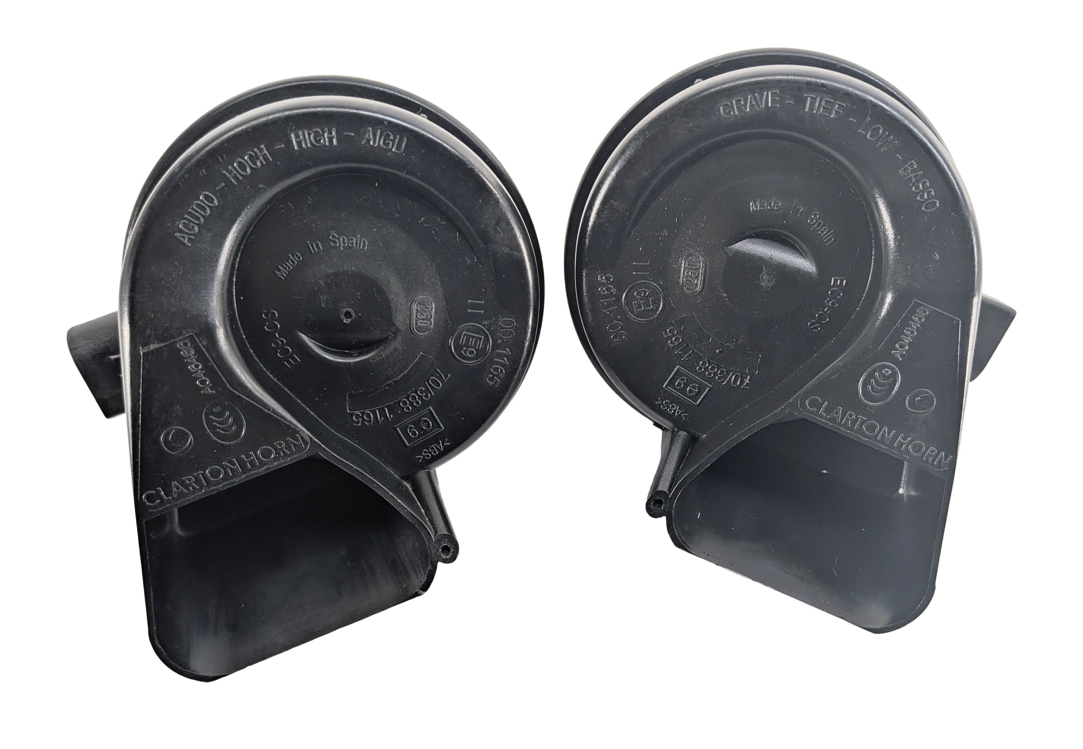 2007-2015 AUDI Q7 R8 (4L 4S) HIGH & LOW TONE NOTE SIGNAL SAFETY HORN SET-2 — exact item pictured