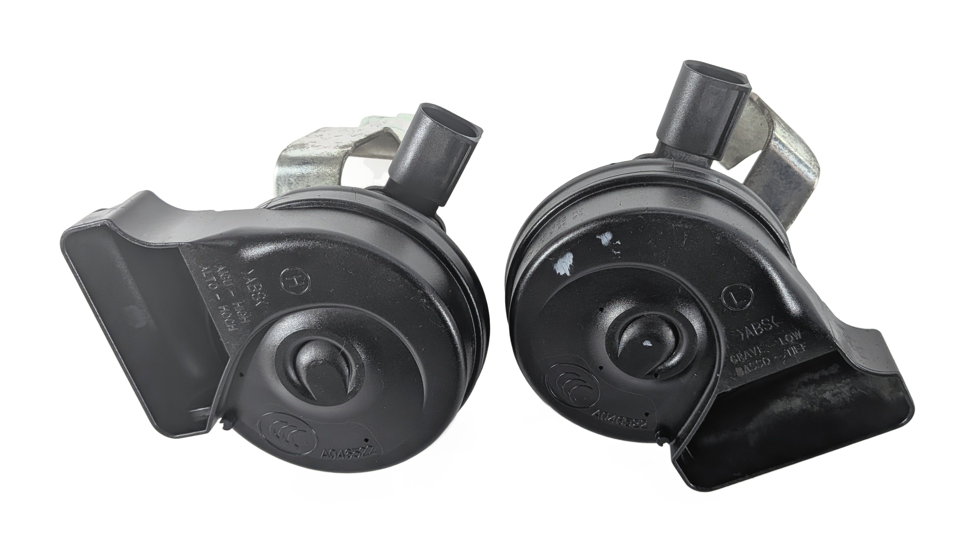 08-18 MERCEDES C E GLK CLS CLASS (C218 W204 W212 X204) HIGH & LOW TONE HORN SET2 — exact item pictured