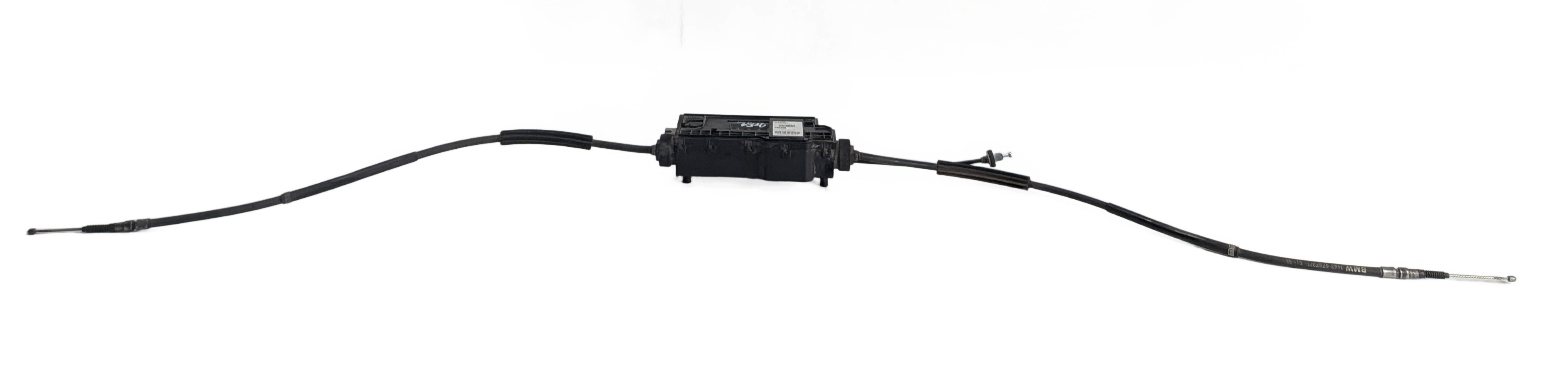 2012 BMW 750I (F01) ELECTRONIC EMERGENCY PARK PARKING BRAKE ACTUATOR w/CABLES — exact item pictured