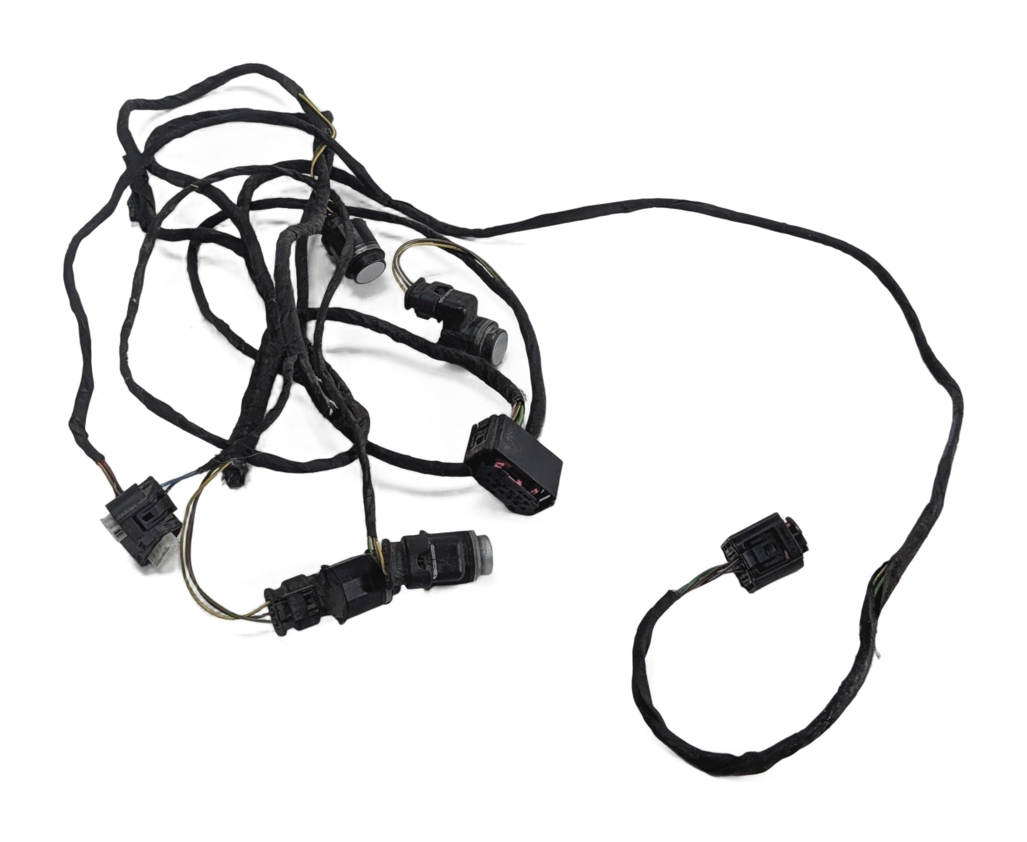 2012 BMW 750I (F01) REAR PARK ASSIST PDC SENSOR SET/4 w/HARNESS (Silver) — exact item pictured