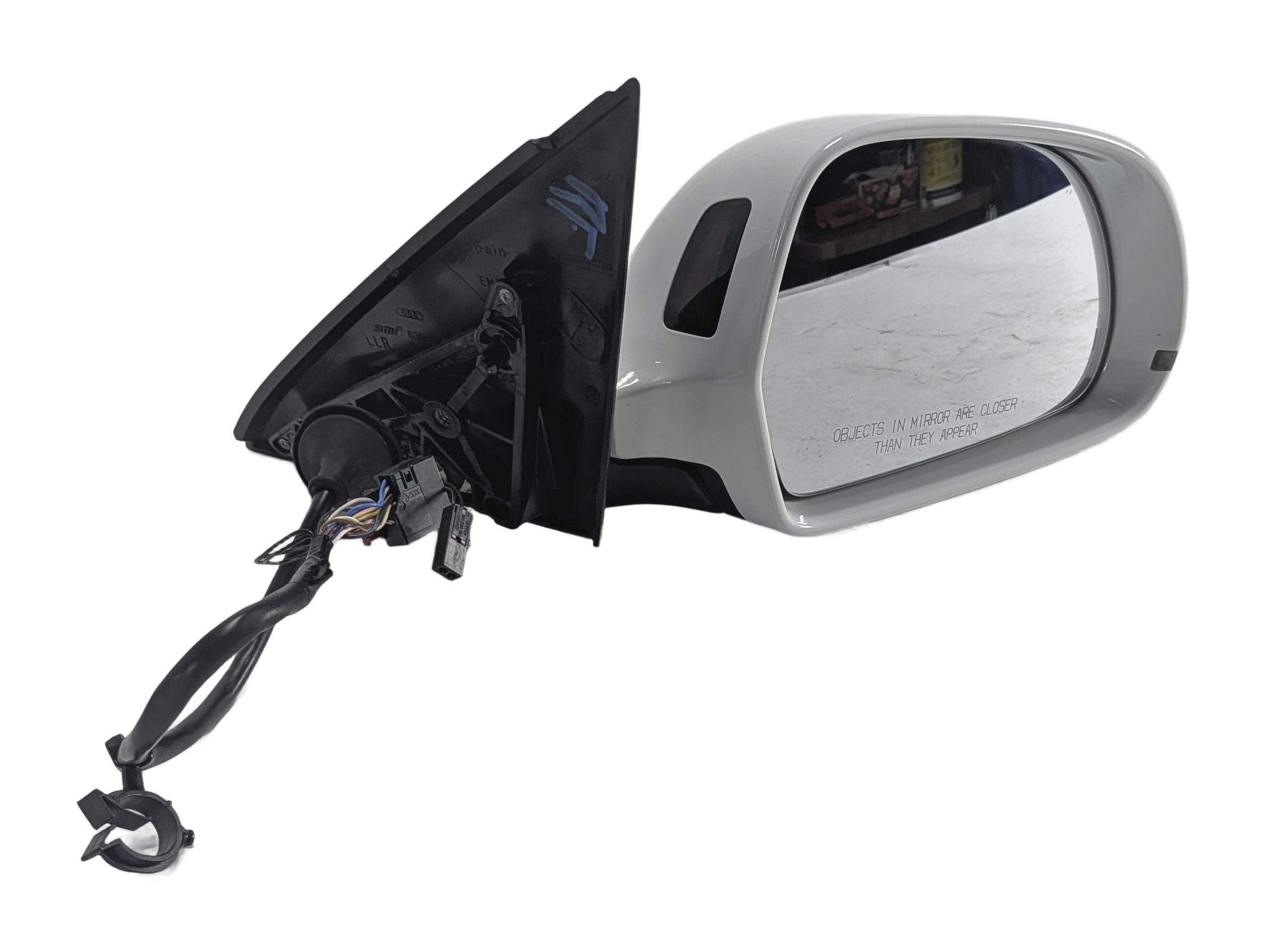 15-18 AUDI Q3 8U RIGHT DOOR MIRROR AUTODIM PFOLD HEATED BLIND SPOT (White) — exact item pictured
