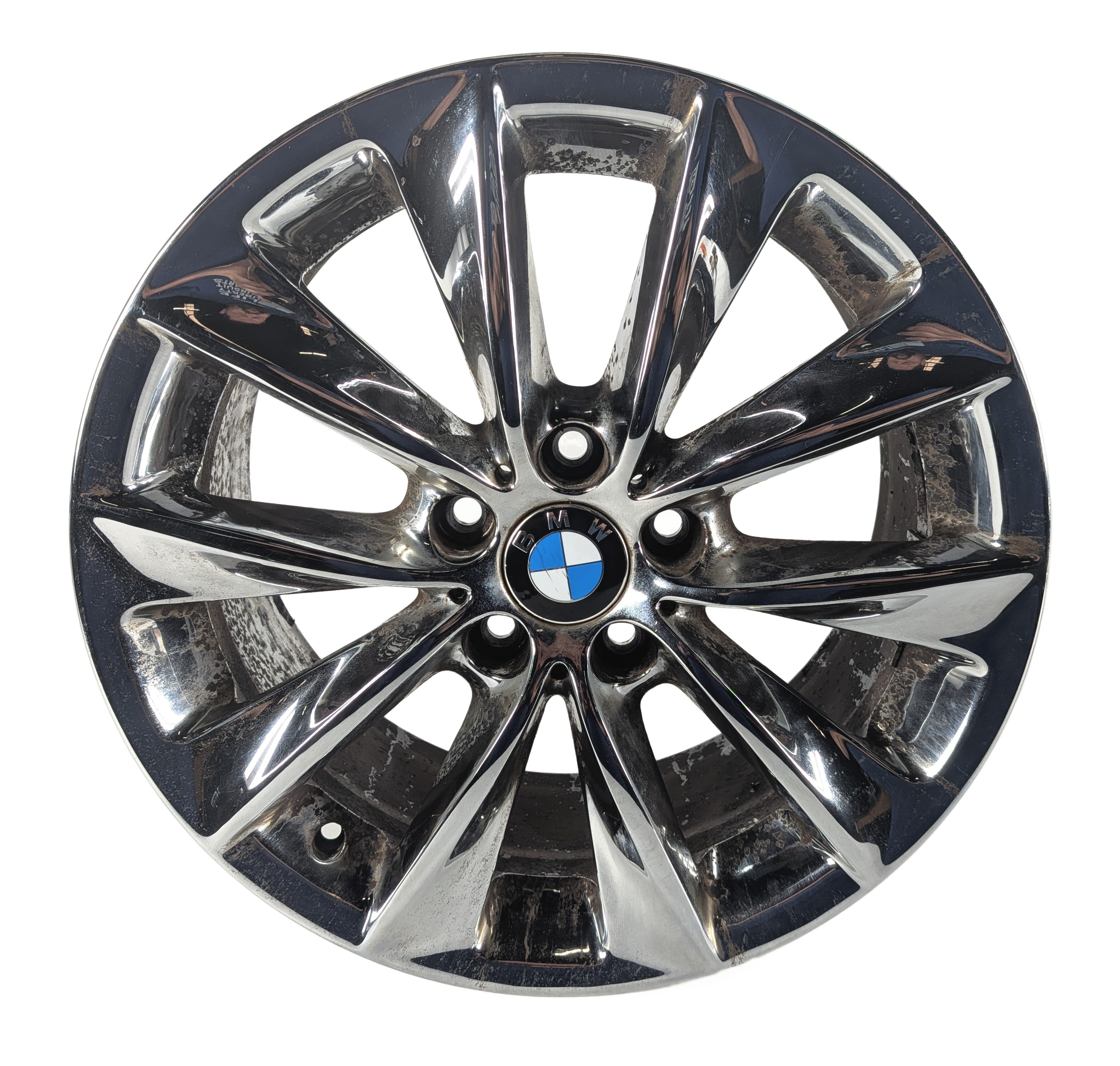 2011-2017 BMW X3 X4 535i (F25 F26 F10) 18X8 5 SPOKE CHROME ALLOY WHEEL RIM — exact item pictured
