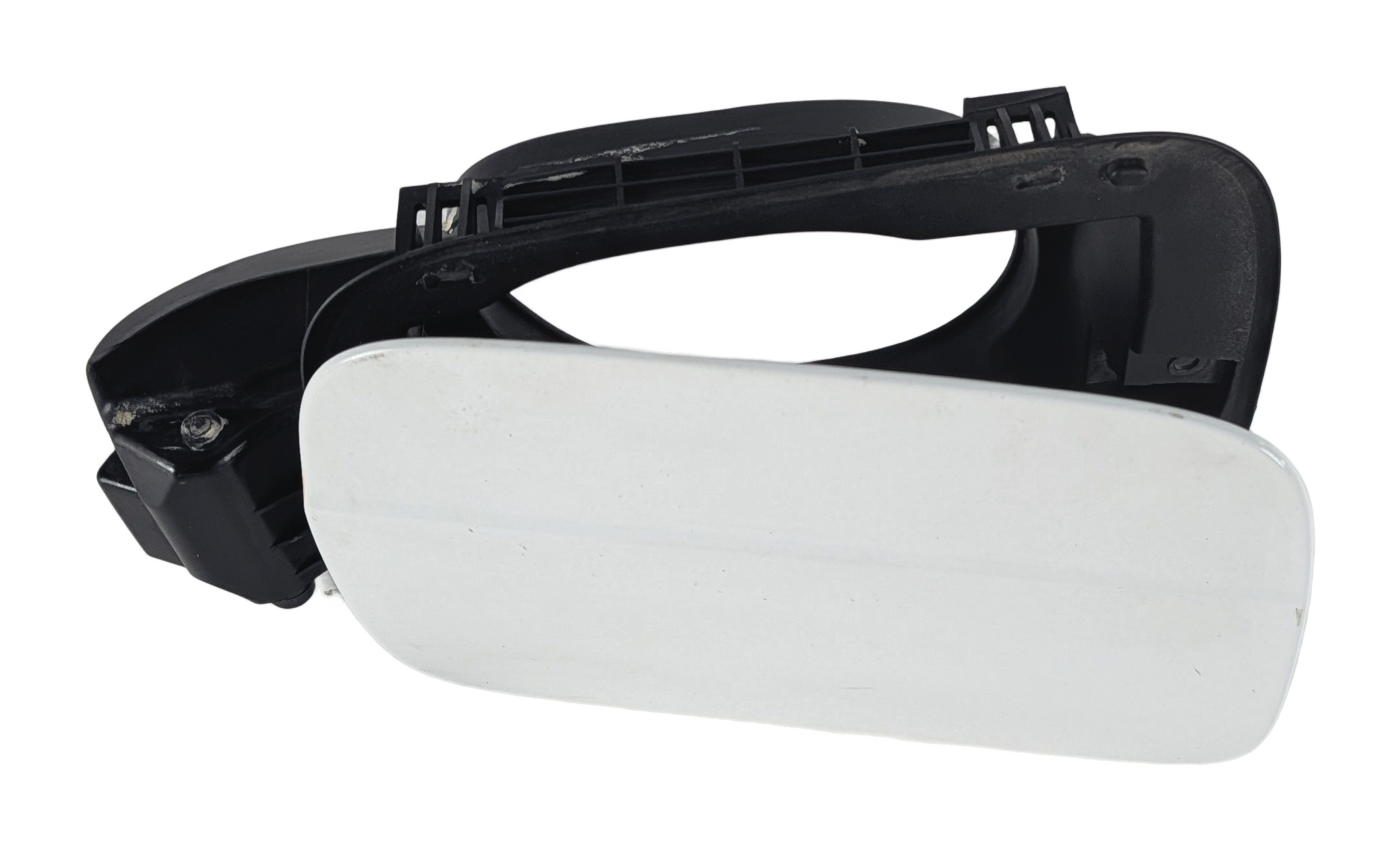09-16 AUDI A4 S4 (B8 8K) FUEL TANK DOOR LID COVER TRIM w/ HOUSING (White) — exact item pictured