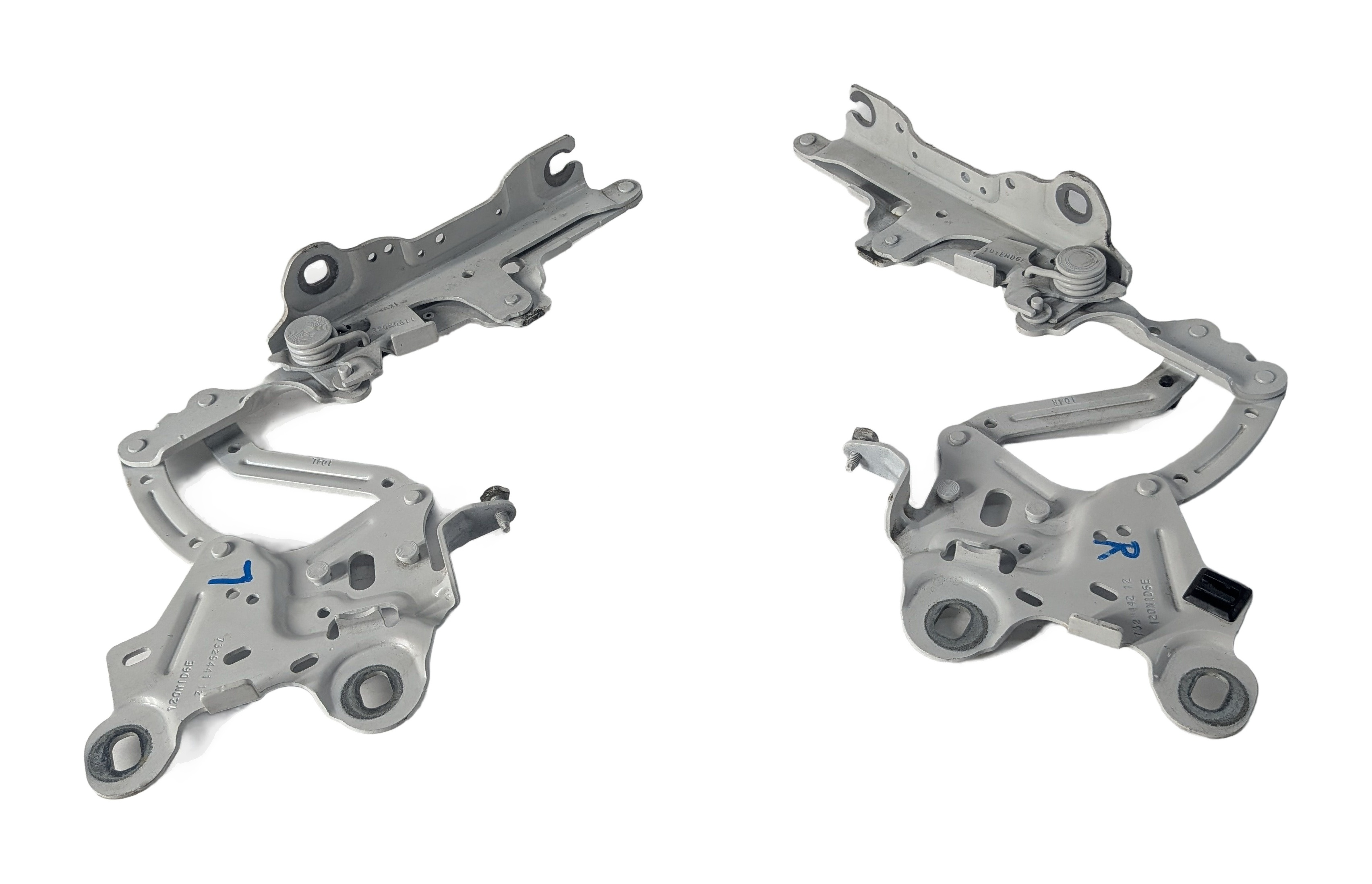 2016-2023 BMW X1 X2 (F39 F48) FRONT LEFT & RIGHT HOOD HINGE SET 2 (White) — exact item pictured