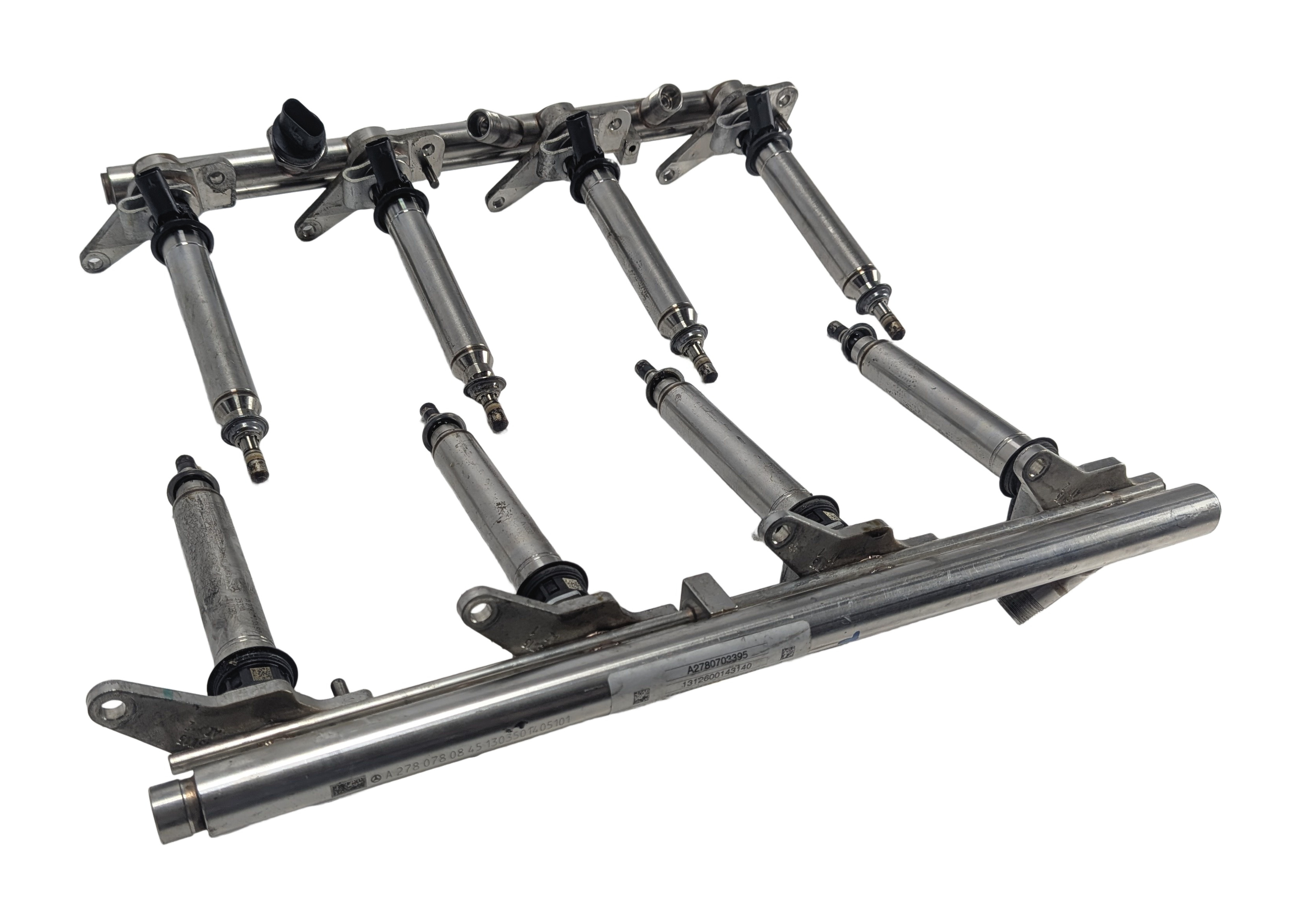 2013 MERCEDES GL450 (X166) 4.6L (278.928) ENGINE FUEL INJECTOR SET/8 w/FUEL RAIL — exact item pictured