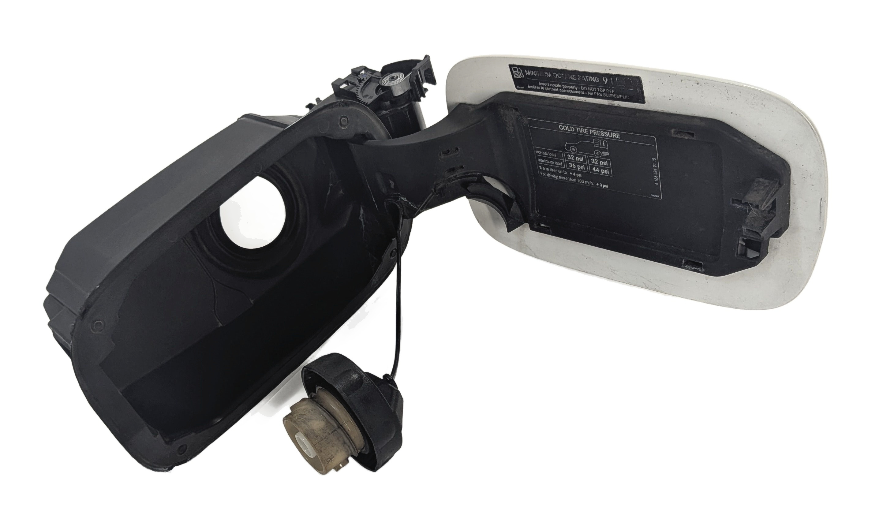 13-19 MERCEDES GL GLS CLASS (X166) FUEL TANK DOOR LID w/HOUSING GAS CAP (White) — exact item pictured