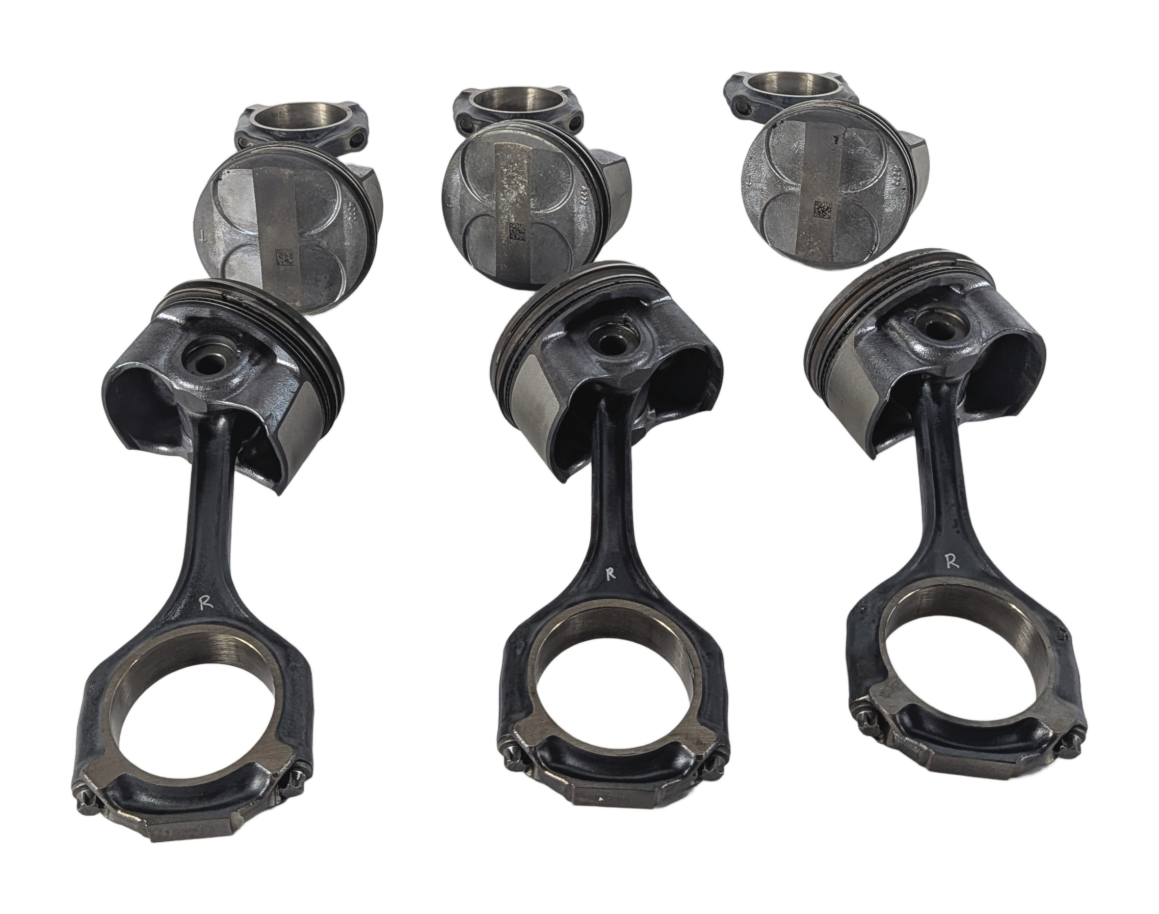 06-11 MERCEDES C SLK (W203 W204 R171) 3.0L ENGINE PISTON & CONNECTING ROD SET 6 — exact item pictured