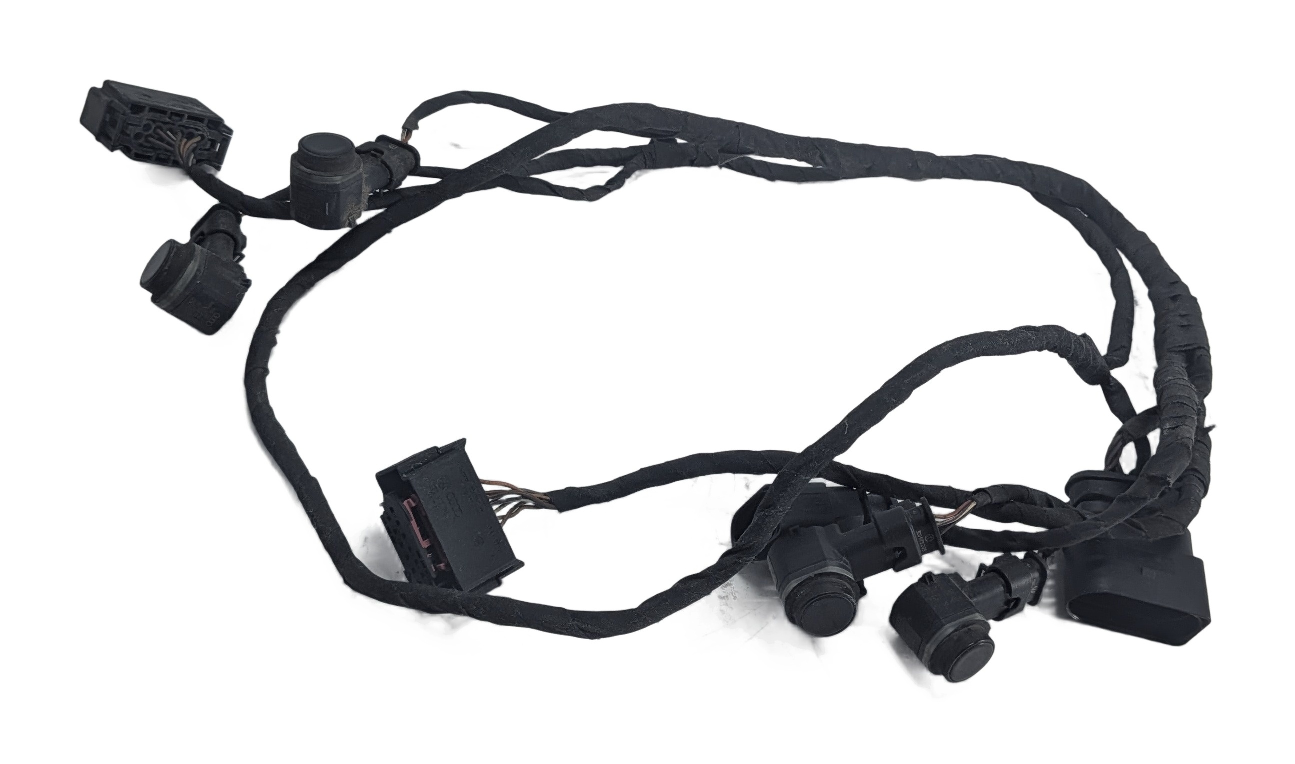 2011 AUDI A8 (D4 4H) REAR PARK ASSIST PDC SENSORS SET/4 w/WIRE HARNESS (Black) — exact item pictured