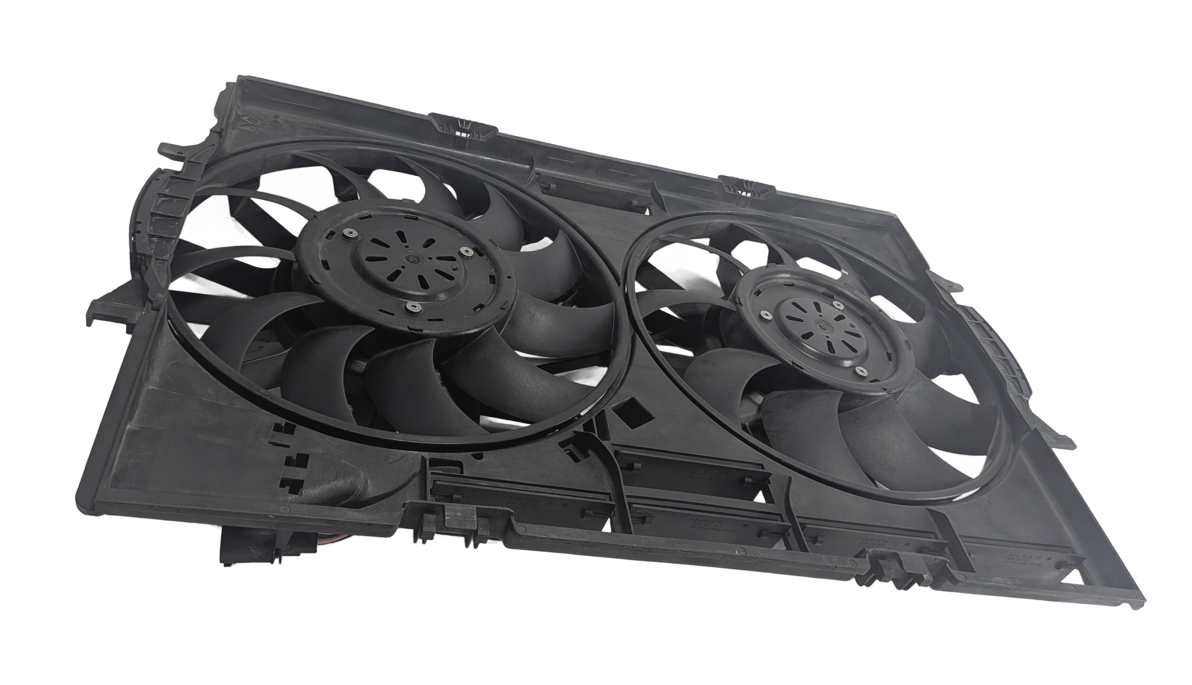 11-14 AUDI A8 QUATTRO (D4 4H) DUAL RADIATOR COOLING FAN & SHROUD ASSEMBLY 400W — exact item pictured