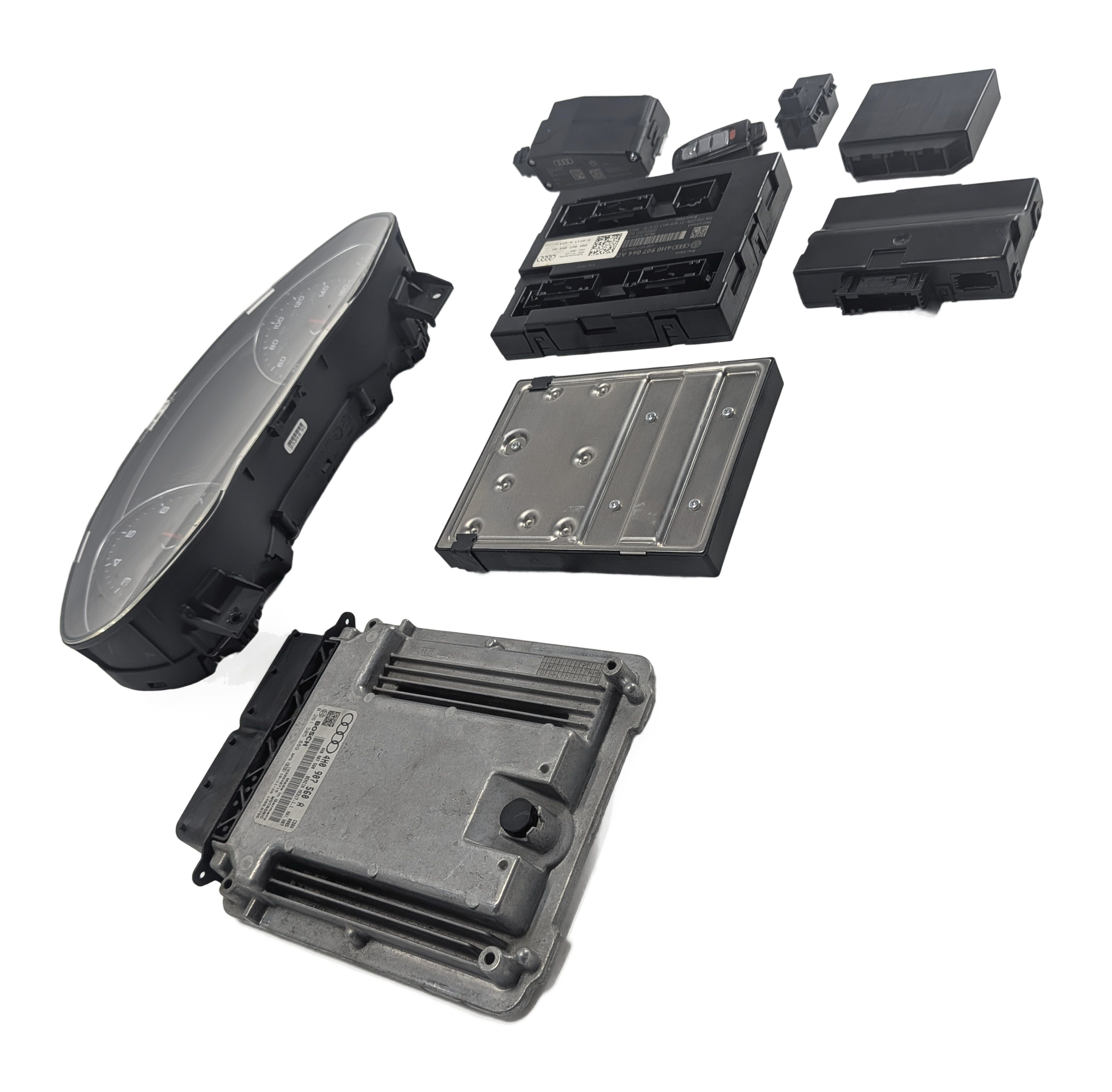 11-12 AUDI A8 (D4 4H) 4.2L (CDRA) ECM BCM CLUSTER GATEWAY STEERING LOCK KEY SET — exact item pictured