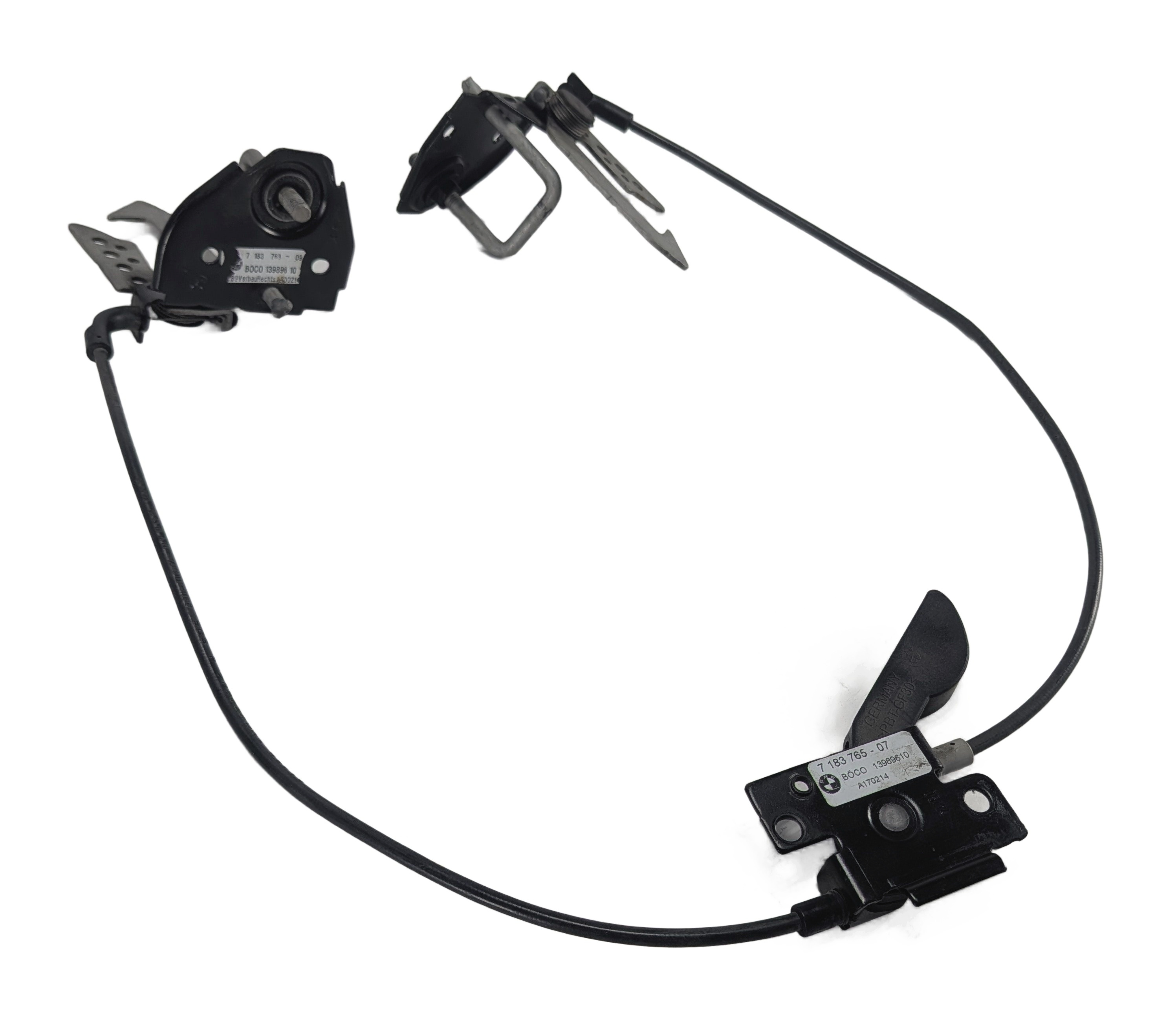2014 BMW 535I (F10) FRONT HOOD LID LOCK LATCH SET w/RELEASE CABLE — exact item pictured
