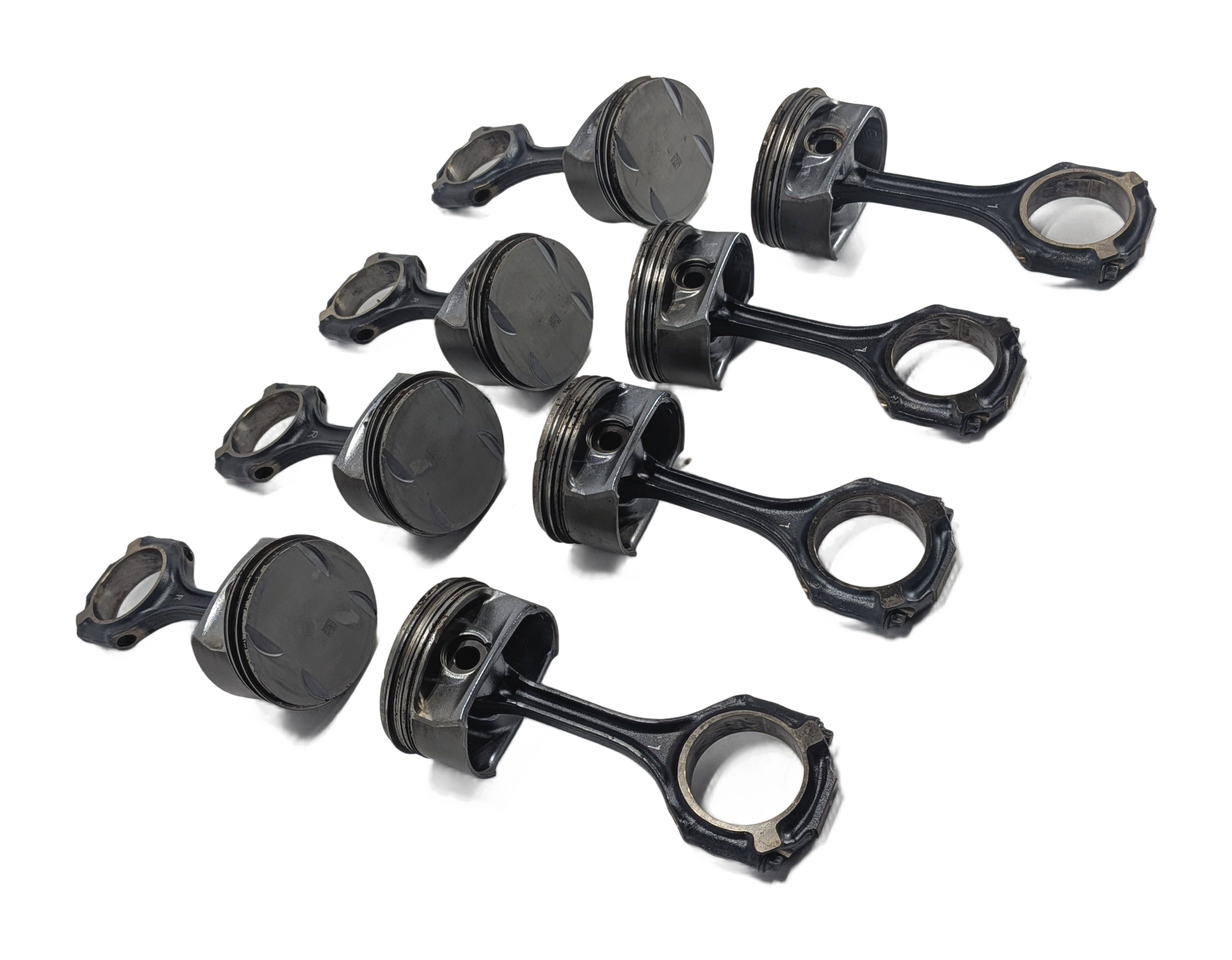 06-12 MB C E GL ML CLK R CLASS 4.6L M273 ENGINE PISTON & CONNECTING ROD SET/8 — exact item pictured
