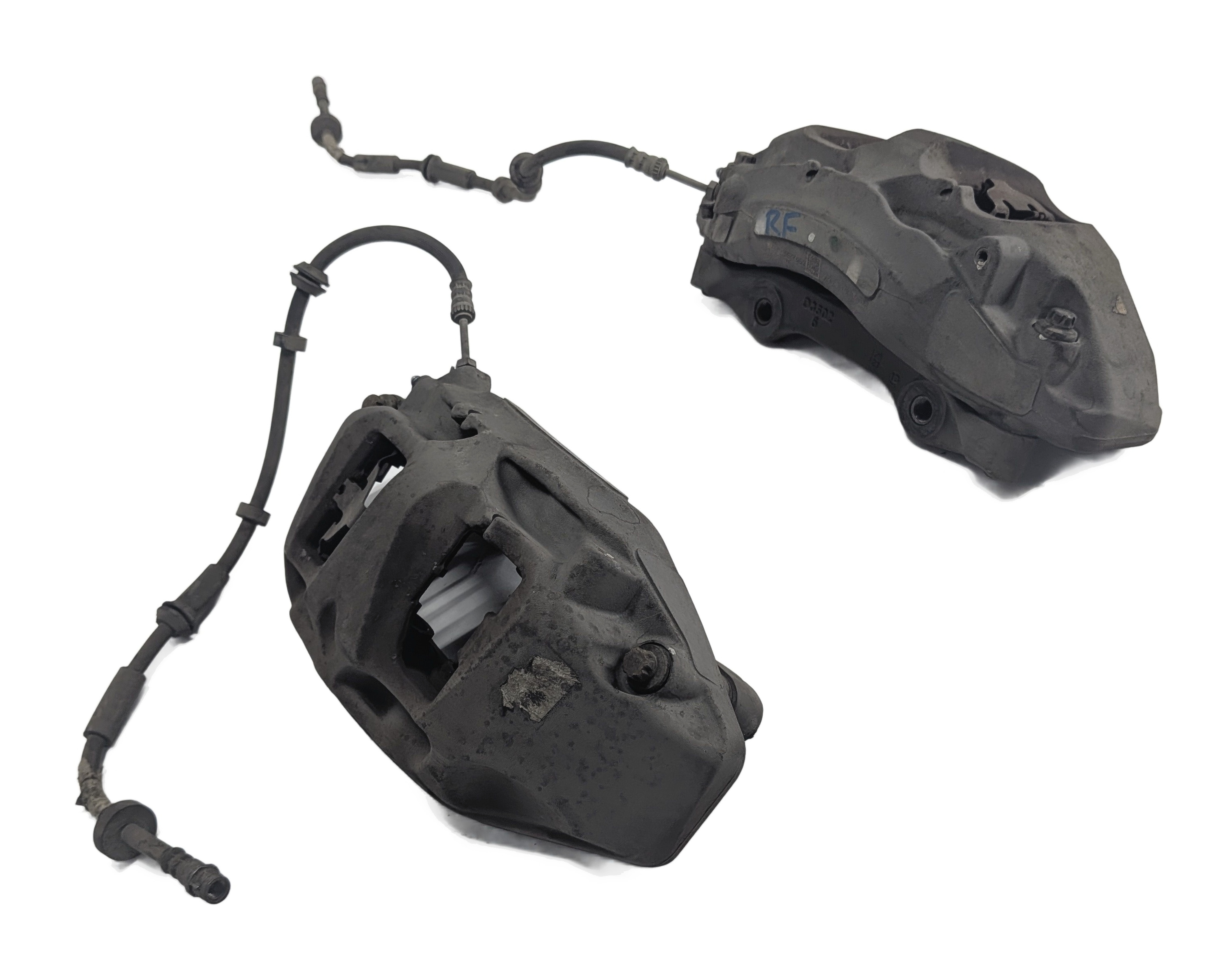 17-20 AUDI Q7 Q8 (4M) FRONT LEFT DRIVER & RIGHT PASSENGER BRAKE CALIPER SET/2 — exact item pictured